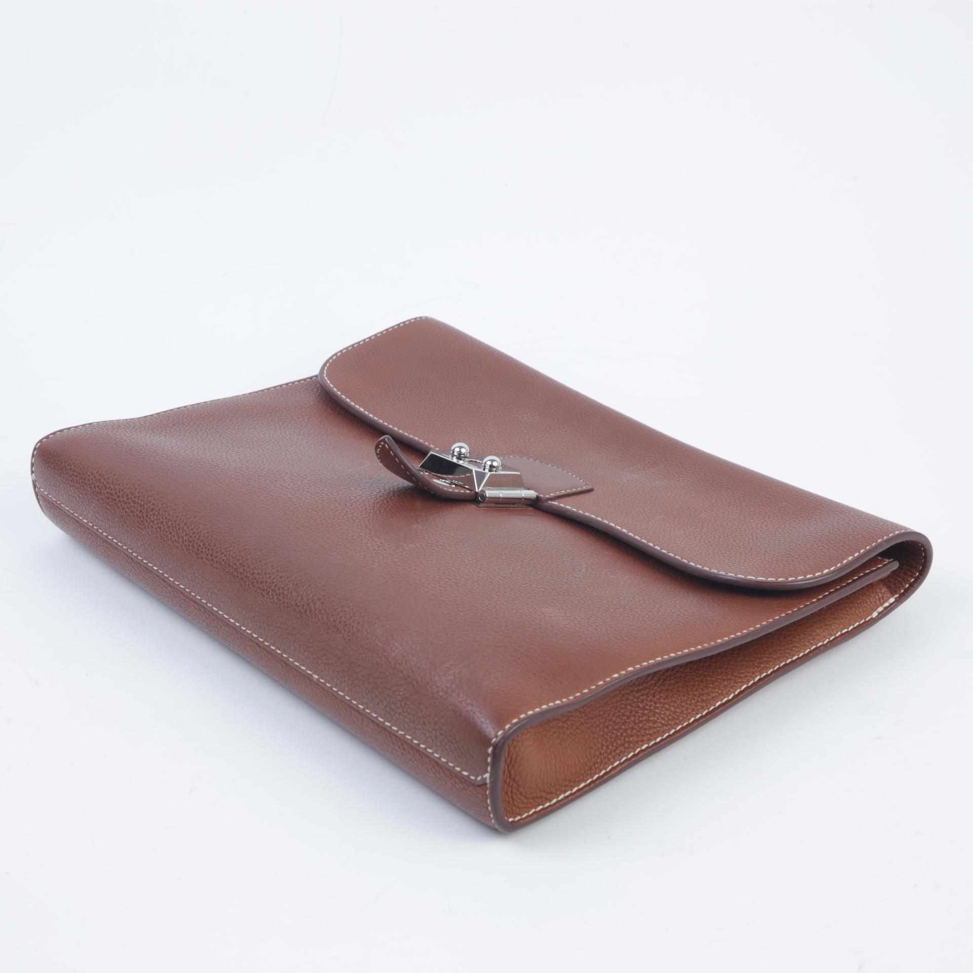 Good ( Rank AB) HERMÈS Sac a Depeches29 Fauve (34) Barenia Faubourg Palladium hardware U (2022) - 4