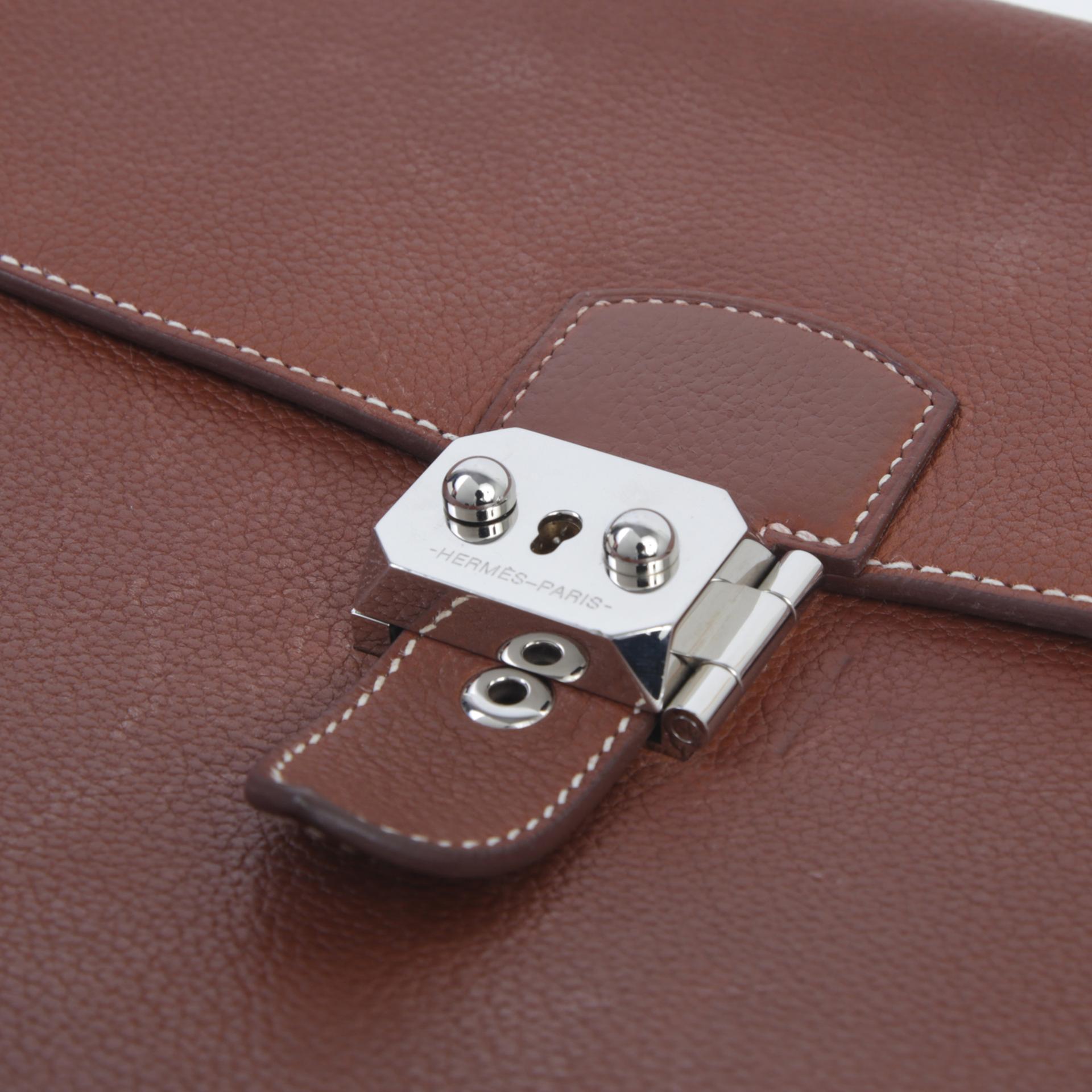 Good ( Rank AB) HERMÈS Sac a Depeches29 Fauve (34) Barenia Faubourg Palladium hardware U (2022) - 7