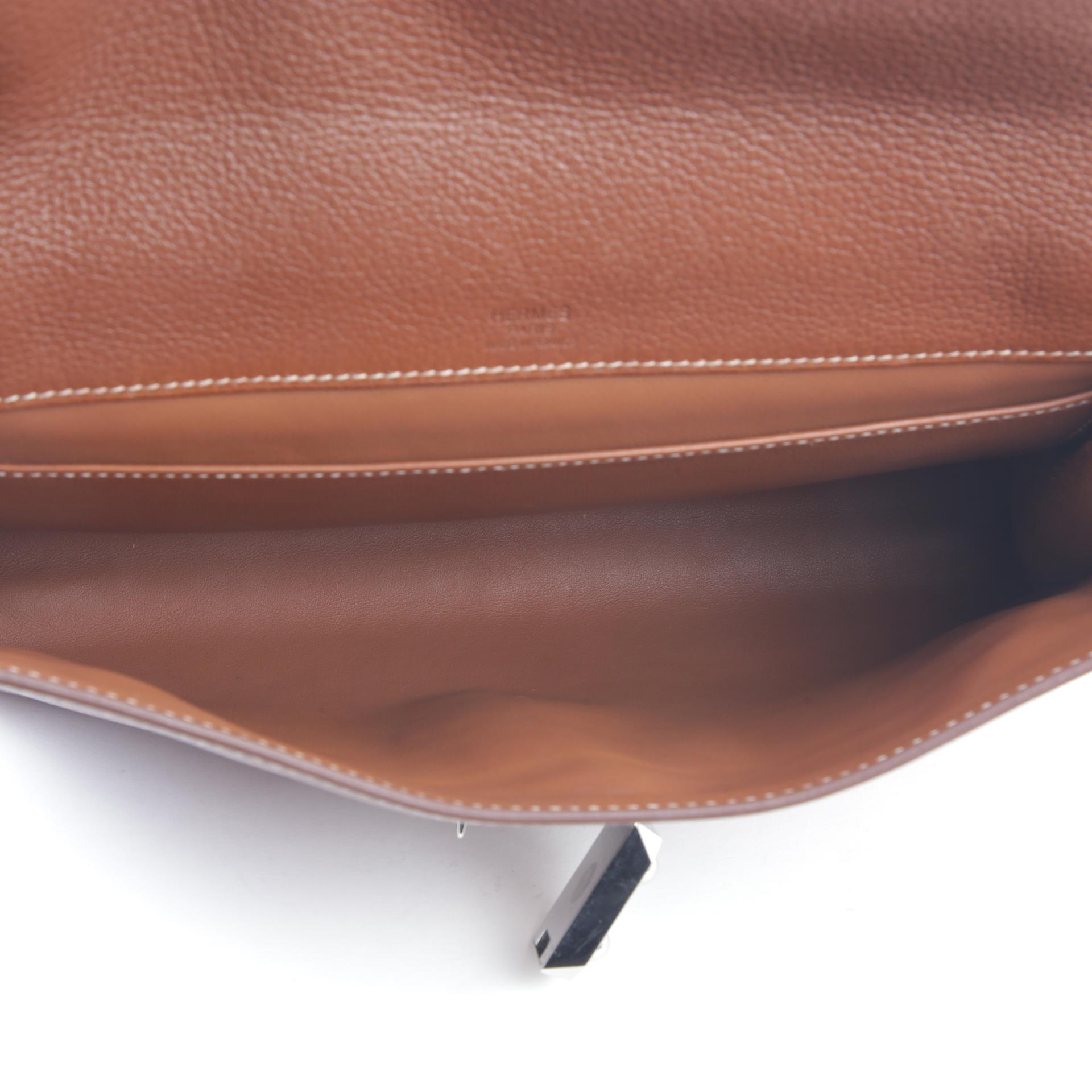 Good ( Rank AB) HERMÈS Sac a Depeches29 Fauve (34) Barenia Faubourg Palladium hardware U (2022) - 9