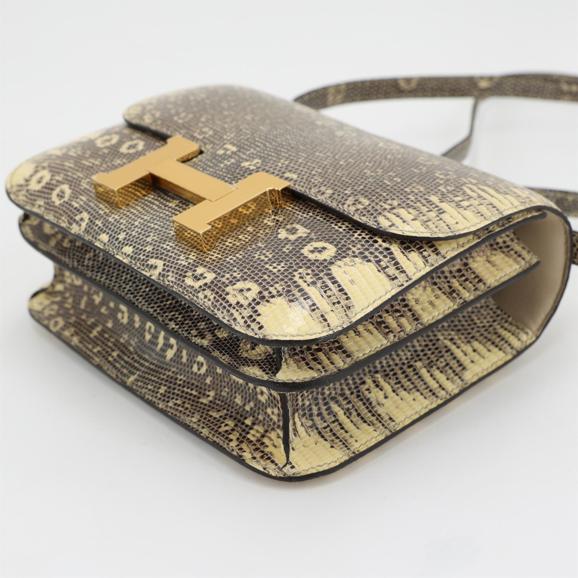 Very Good ( Rank A) HERMÈS Constance Mini Ombre (1B) Lizard Gold hardware Y (2020) - 8