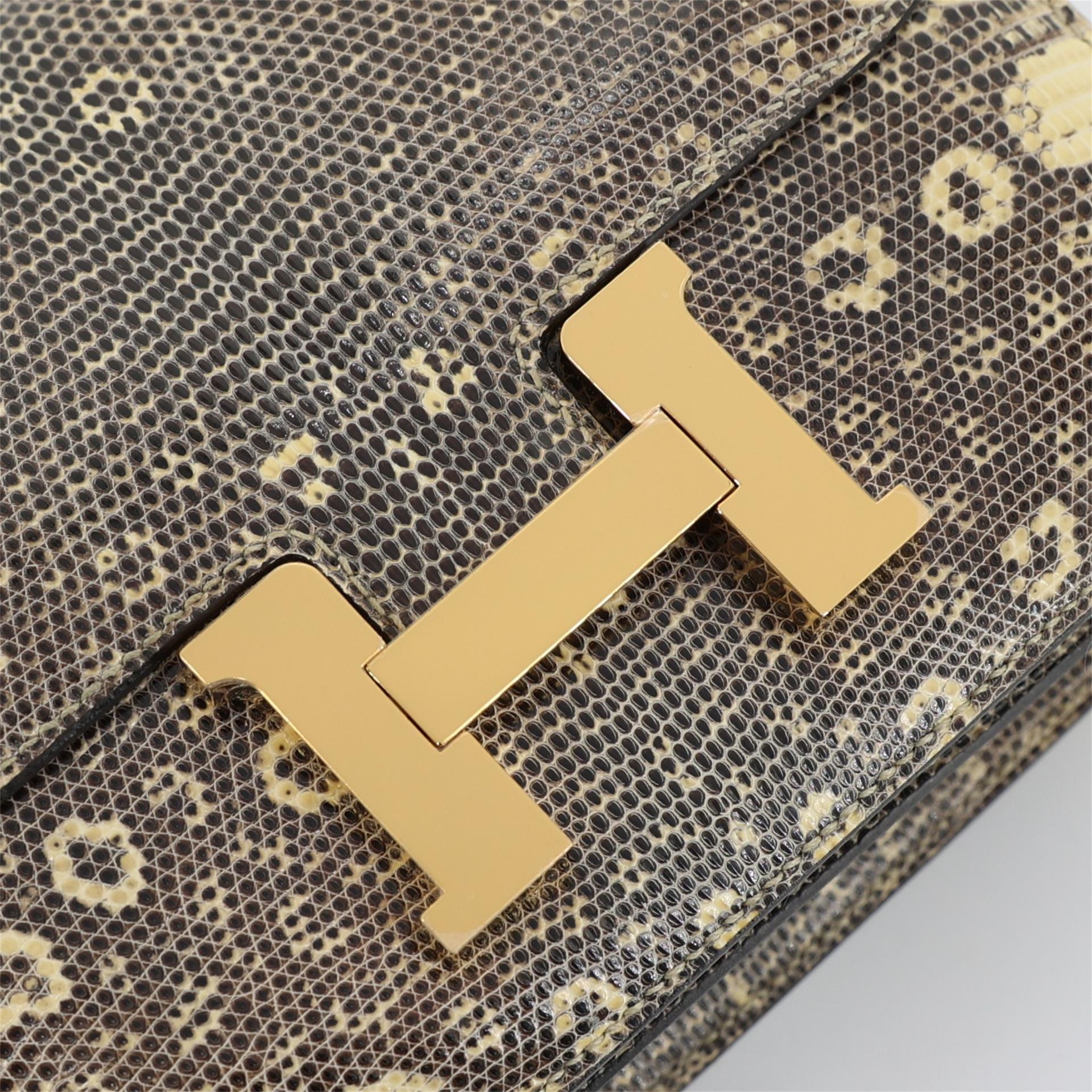 Very Good ( Rank A) HERMÈS Constance Mini Ombre (1B) Lizard Gold hardware Y (2020) - 11