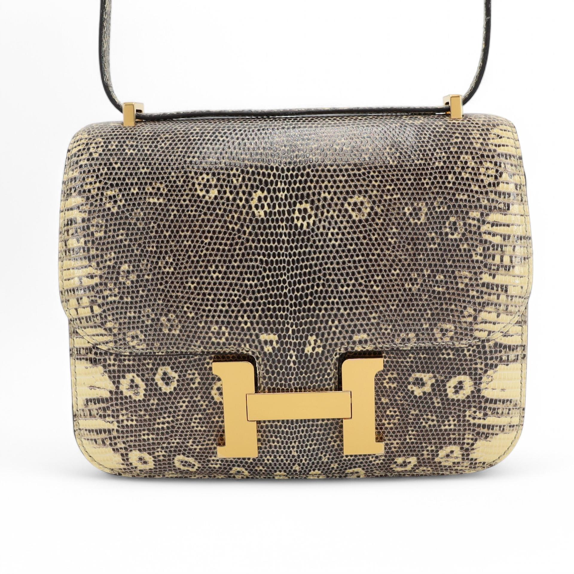Very Good ( Rank A) HERMÈS Constance Mini Ombre (1B) Lizard Gold hardware Y (2020) - 1