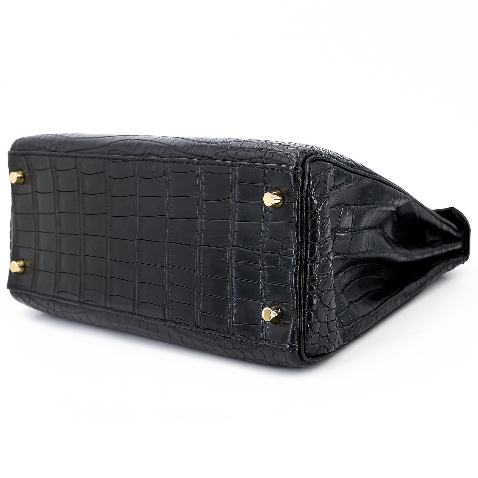A美品 HERMÈS 愛馬仕 Kelly 28 89 黑色 Noir •• 尼羅鱷 霧面 金扣 □Q刻 2013年 - 4