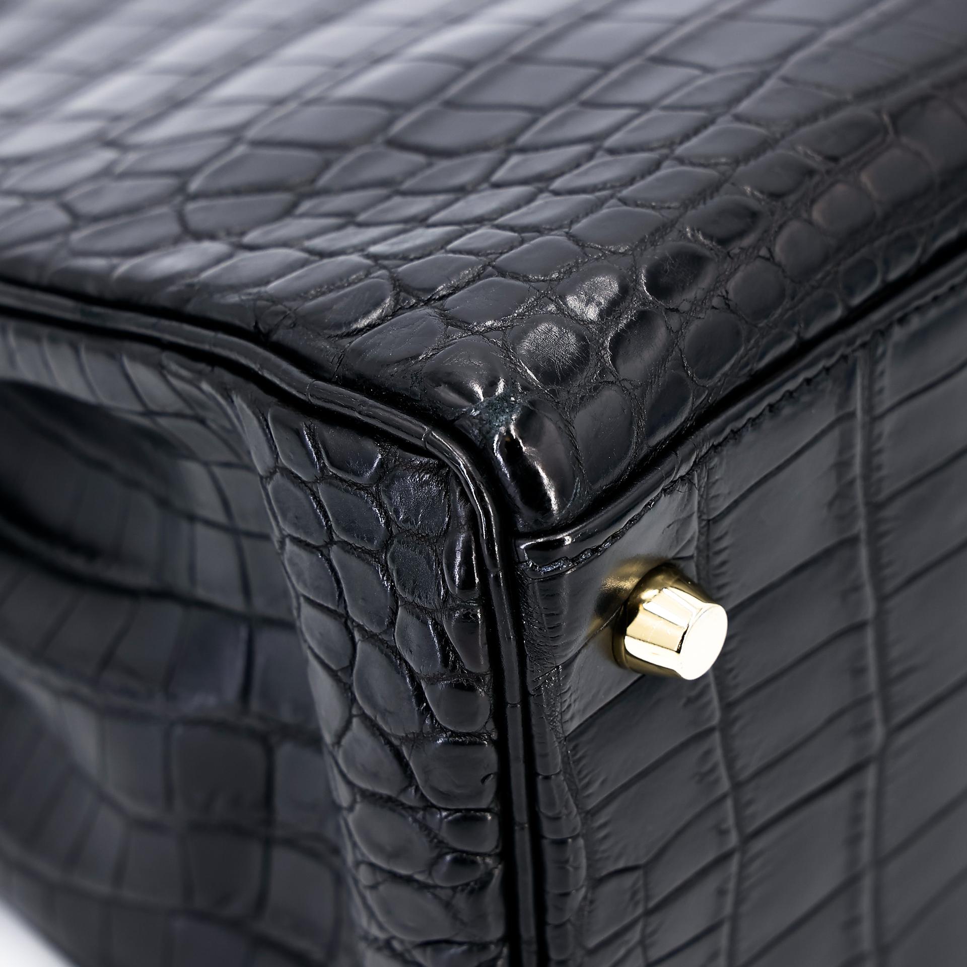 A美品 HERMÈS 愛馬仕 Kelly 28 89 黑色 Noir •• 尼羅鱷 霧面 金扣 □Q刻 2013年 - 11