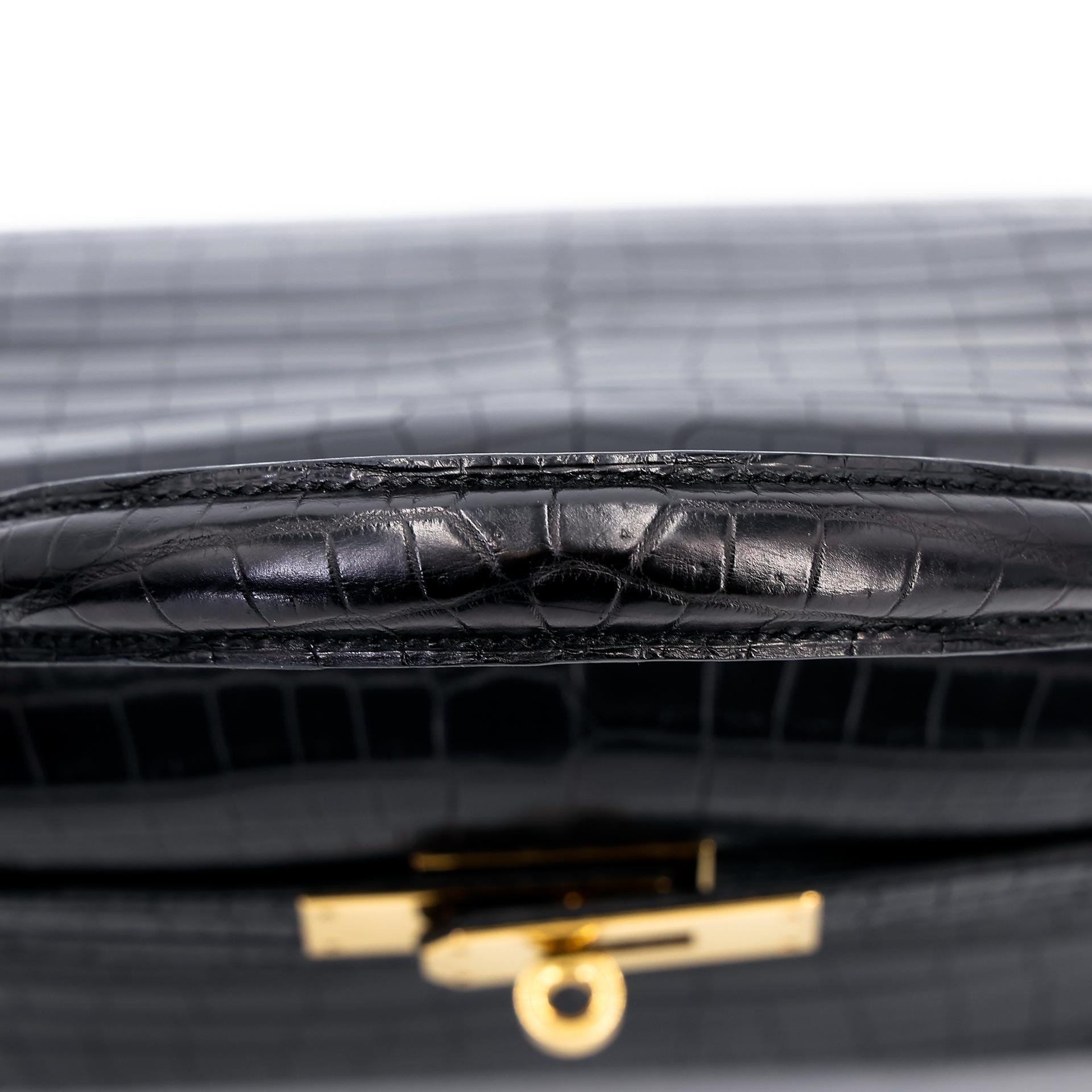 A美品 HERMÈS 愛馬仕 Kelly 28 89 黑色 Noir •• 尼羅鱷 霧面 金扣 □Q刻 2013年 - 12