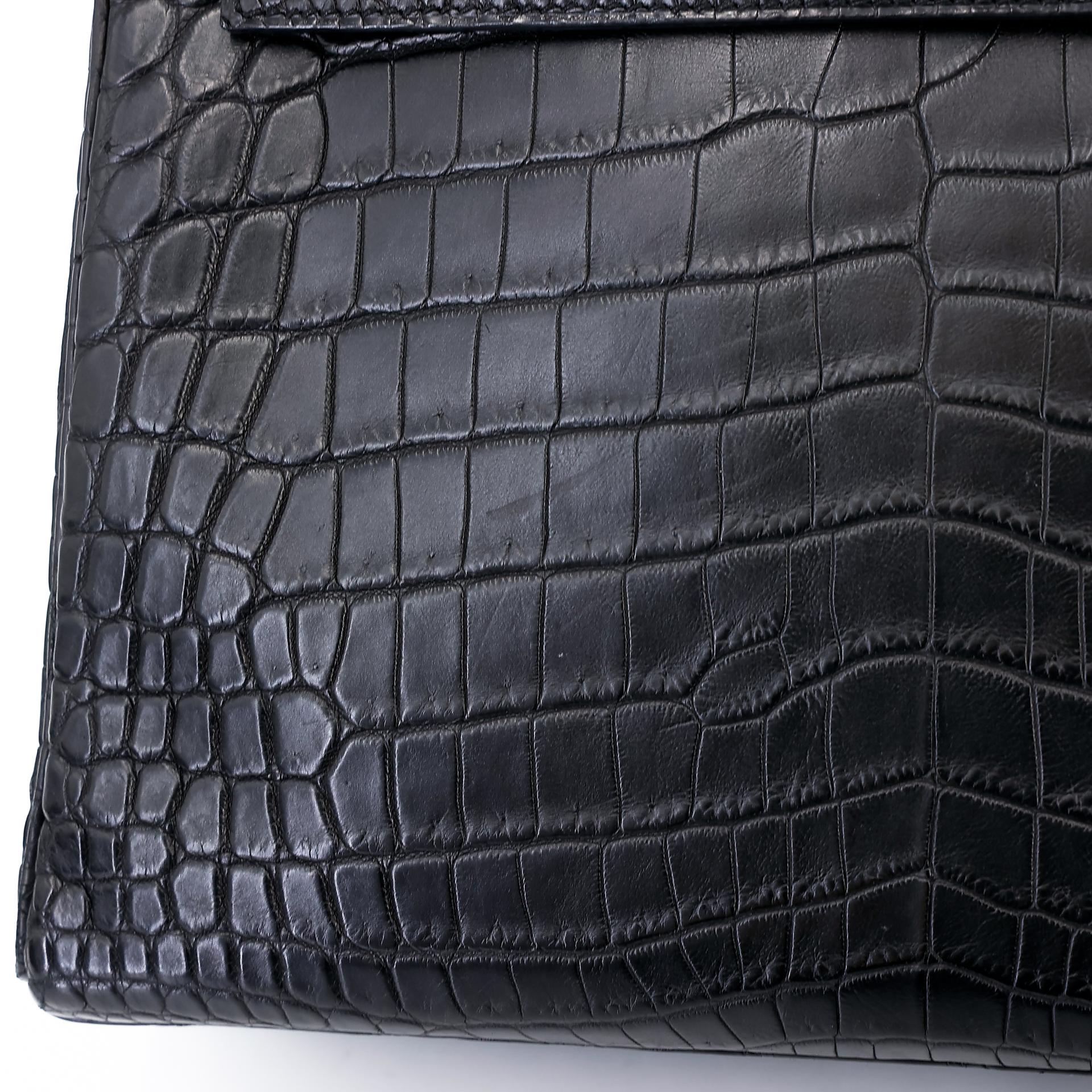 A美品 HERMÈS 愛馬仕 Kelly 28 89 黑色 Noir •• 尼羅鱷 霧面 金扣 □Q刻 2013年 - 14