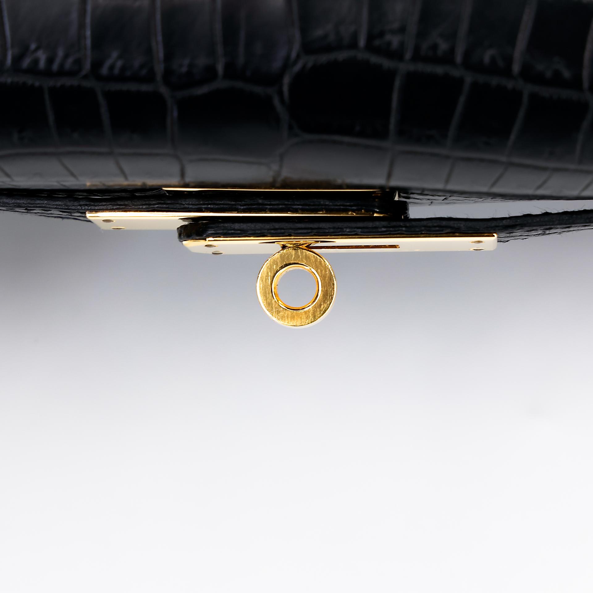 A美品 HERMÈS 愛馬仕 Kelly 28 89 黑色 Noir •• 尼羅鱷 霧面 金扣 □Q刻 2013年 - 18