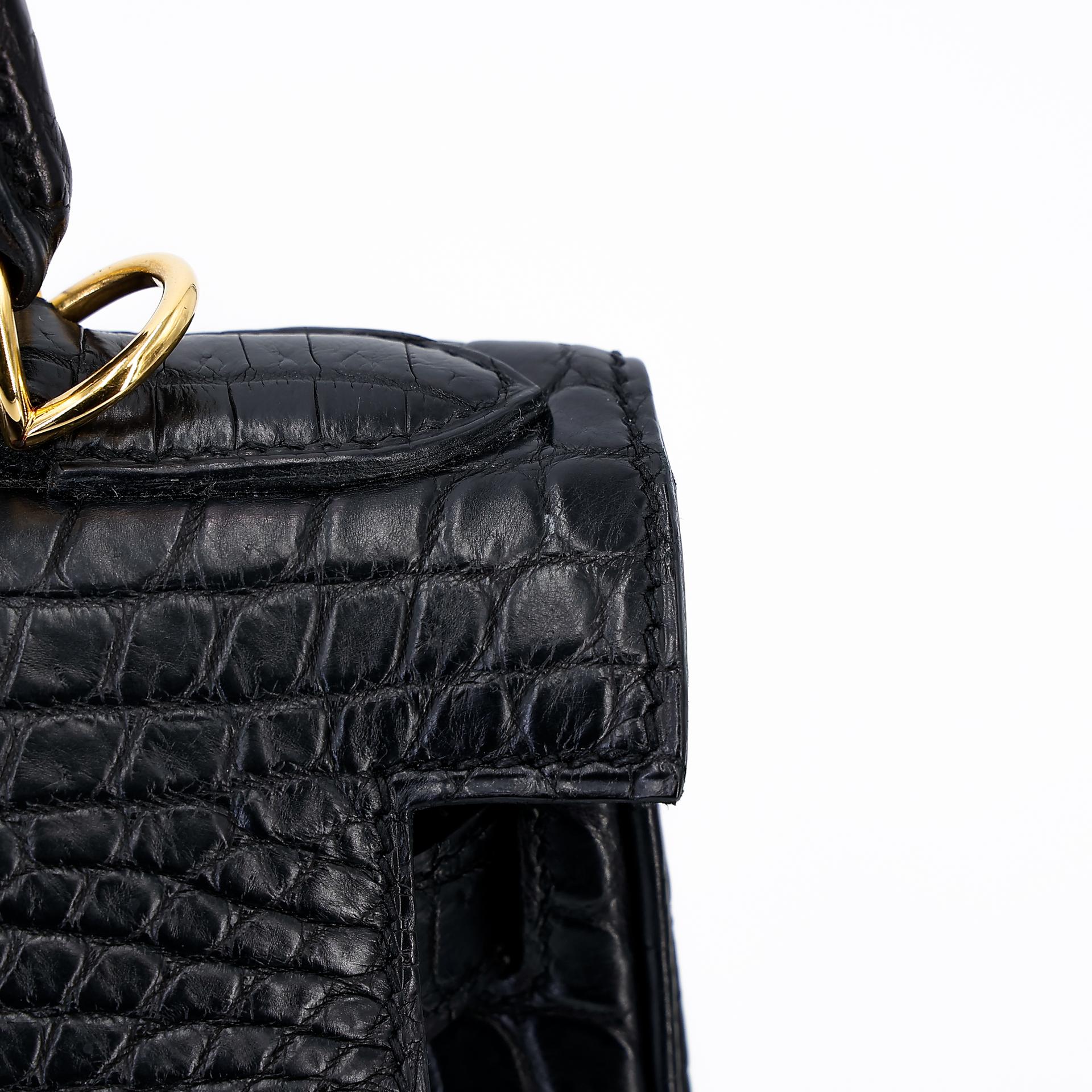 A美品 HERMÈS 愛馬仕 Kelly 28 89 黑色 Noir •• 尼羅鱷 霧面 金扣 □Q刻 2013年 - 20