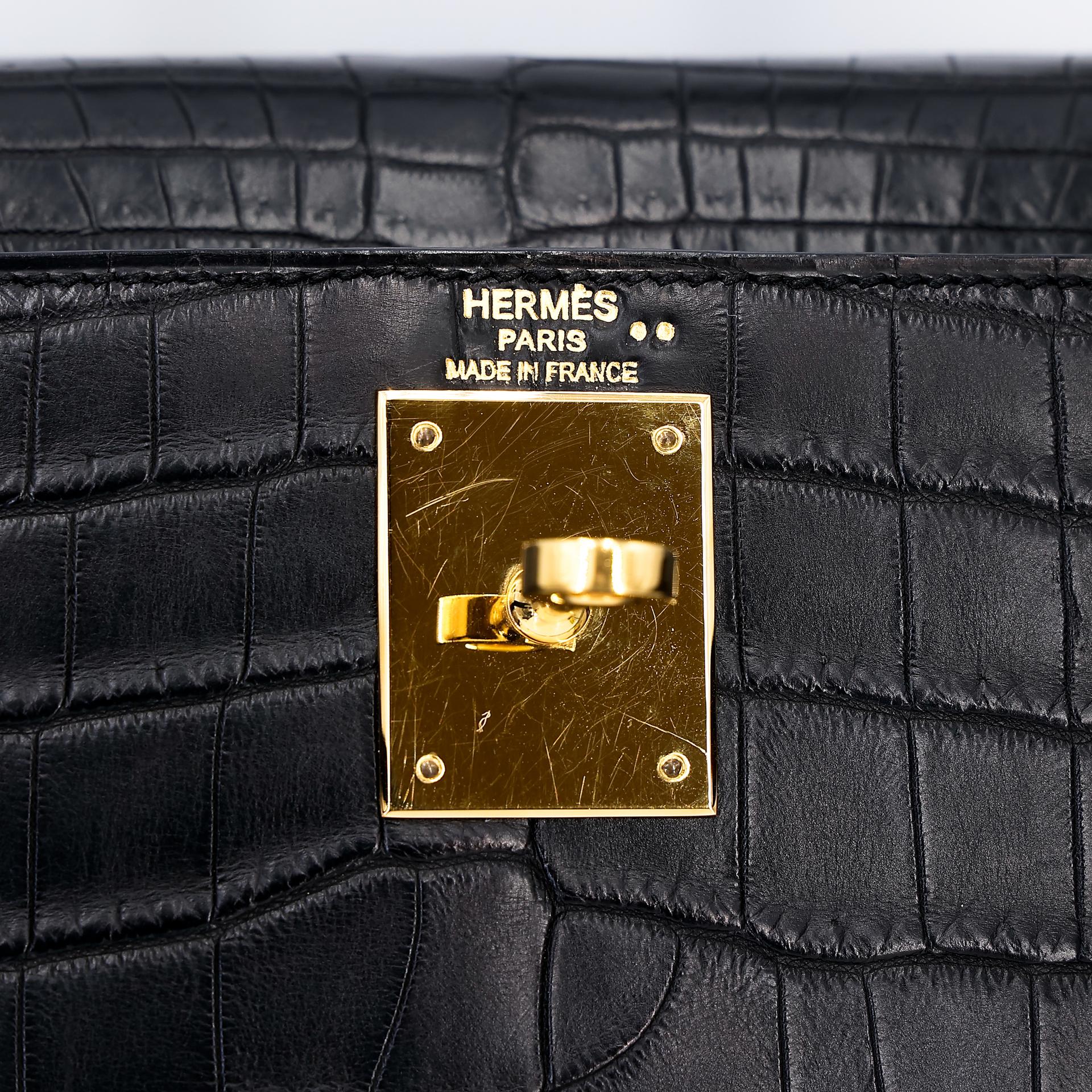 A美品 HERMÈS 愛馬仕 Kelly 28 89 黑色 Noir •• 尼羅鱷 霧面 金扣 □Q刻 2013年 - 21