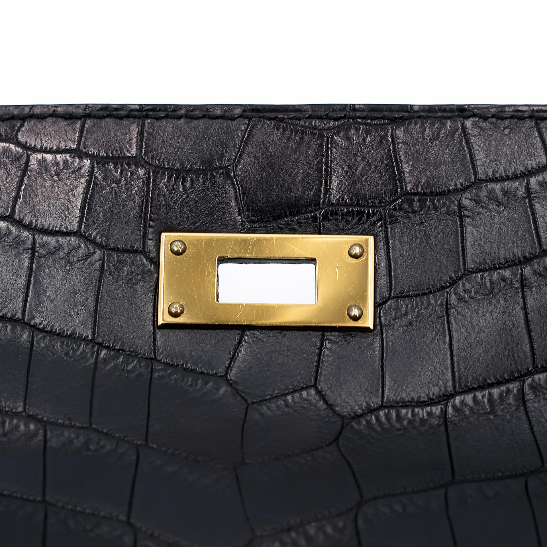 A美品 HERMÈS 愛馬仕 Kelly 28 89 黑色 Noir •• 尼羅鱷 霧面 金扣 □Q刻 2013年 - 22