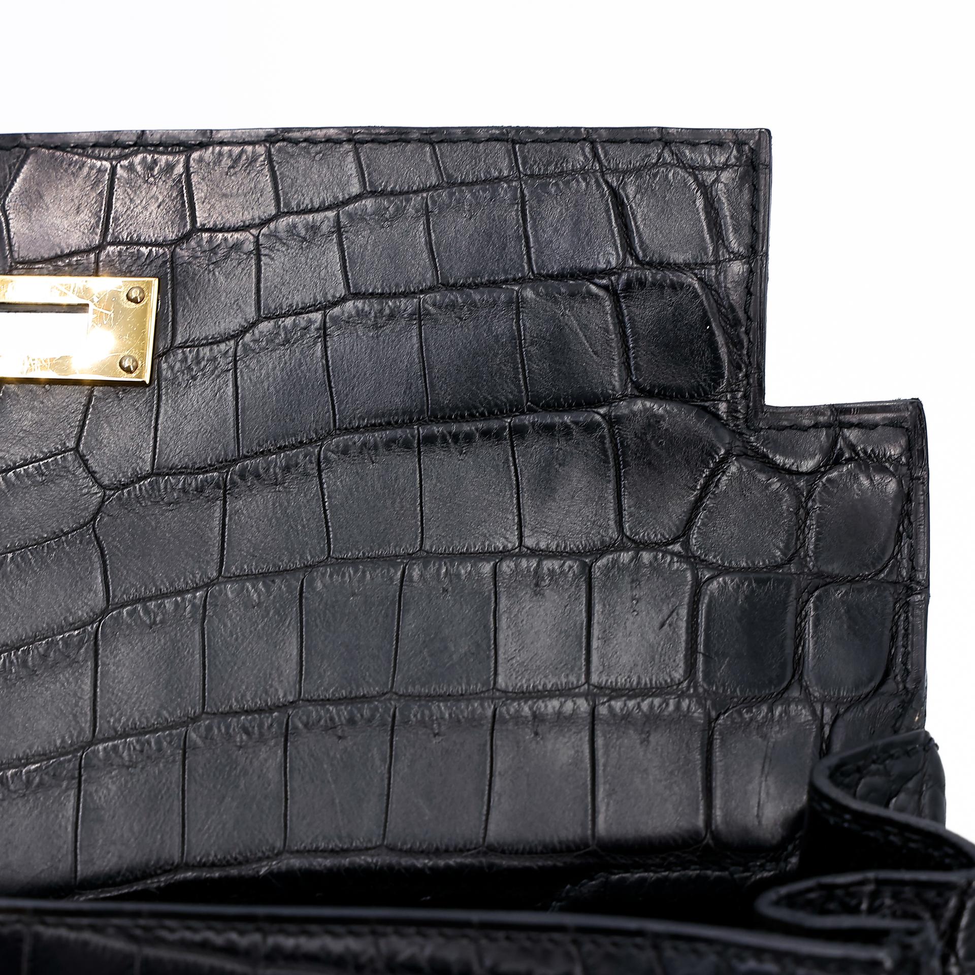 A美品 HERMÈS 愛馬仕 Kelly 28 89 黑色 Noir •• 尼羅鱷 霧面 金扣 □Q刻 2013年 - 23