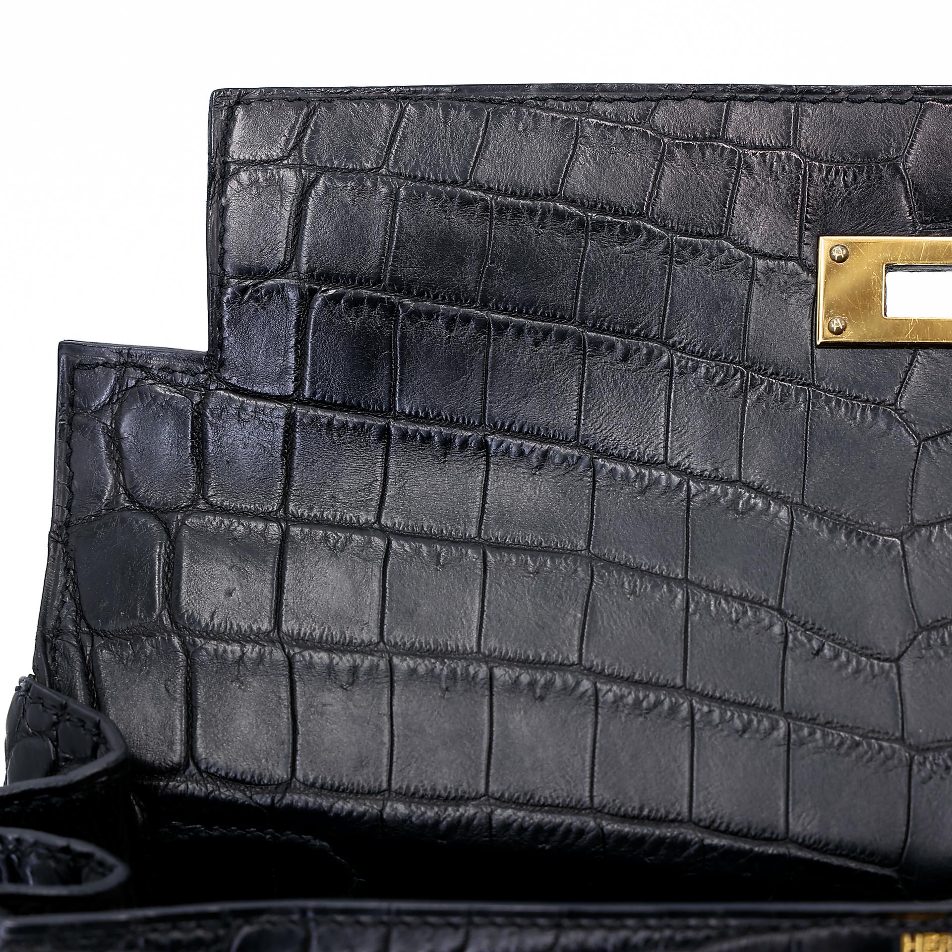 A美品 HERMÈS 愛馬仕 Kelly 28 89 黑色 Noir •• 尼羅鱷 霧面 金扣 □Q刻 2013年 - 24