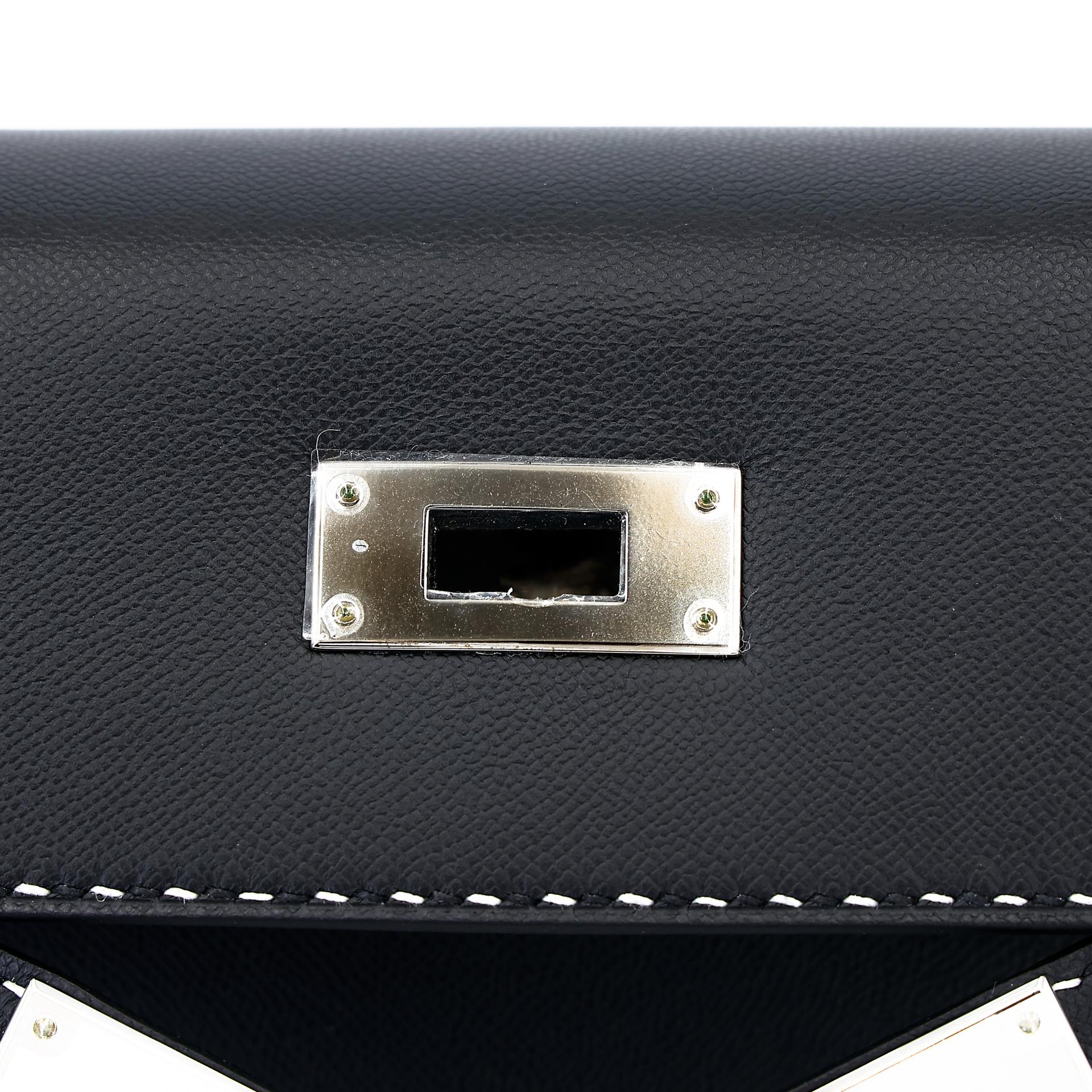 未使用保存品 HERMÈS 愛馬仕 限量收藏款 Kelly 28 外縫 Miss you 89 黑色 Noir Monsieur皮 銀扣 D刻 2019年 - 11