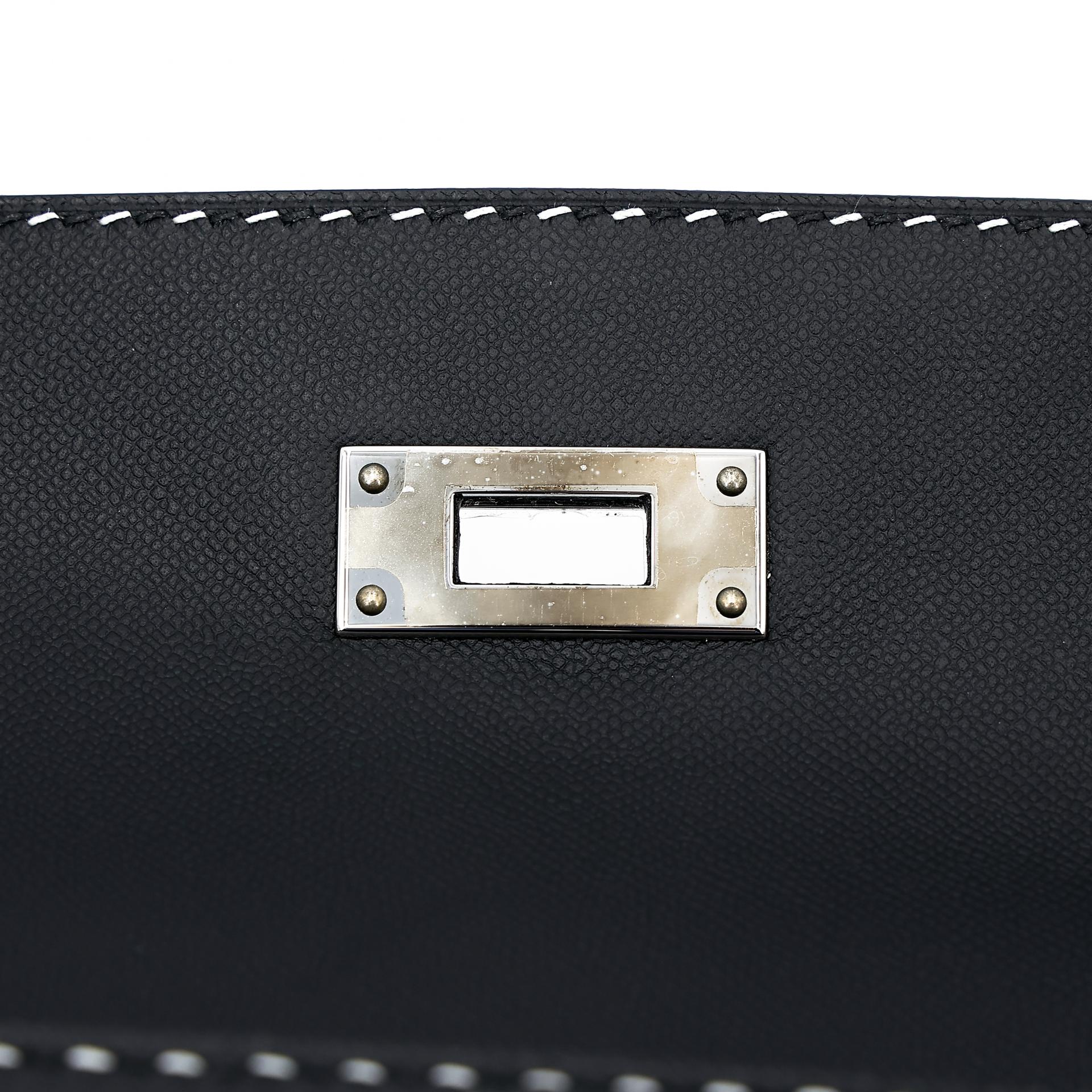 未使用保存品 HERMÈS 愛馬仕 限量收藏款 Kelly 28 外縫 Miss you 89 黑色 Noir Monsieur皮 銀扣 D刻 2019年 - 12