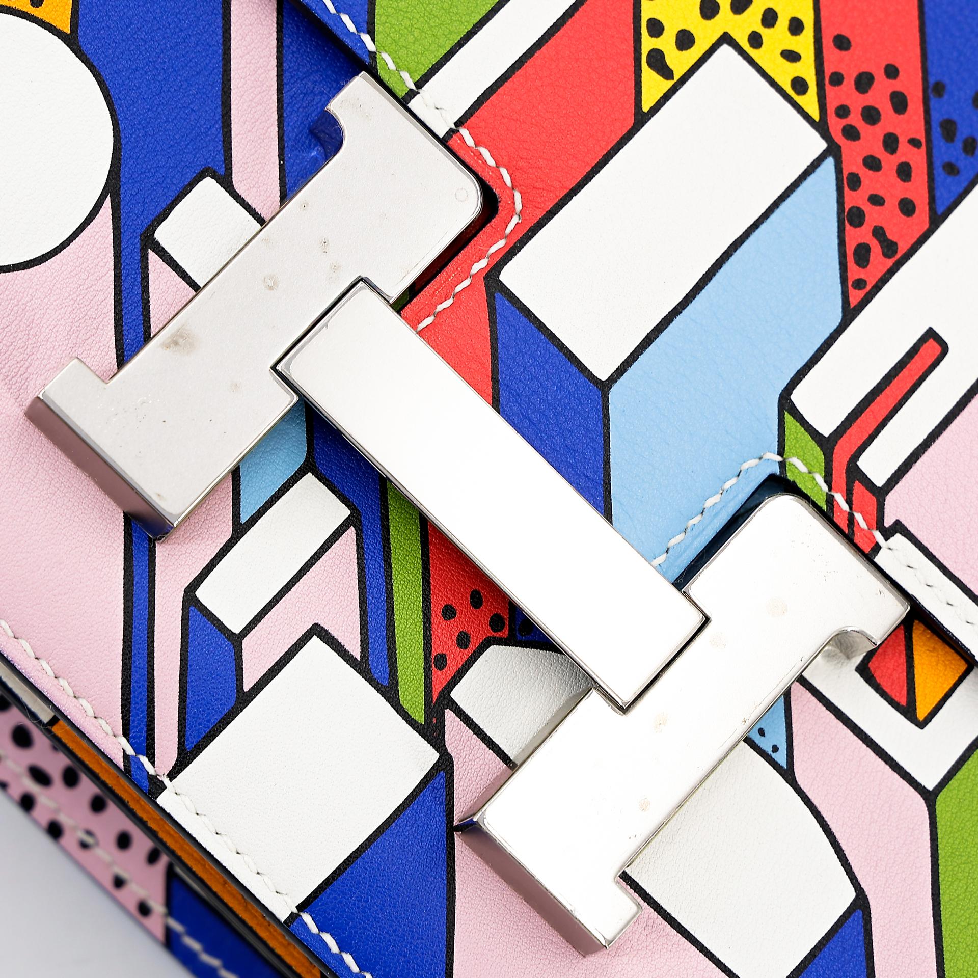 Excellent ( Rank SA ) HERMÈS Limited Edition Constance 24 On a Summer Day Multi-color Swift Palladium hardware A (2017) - 8