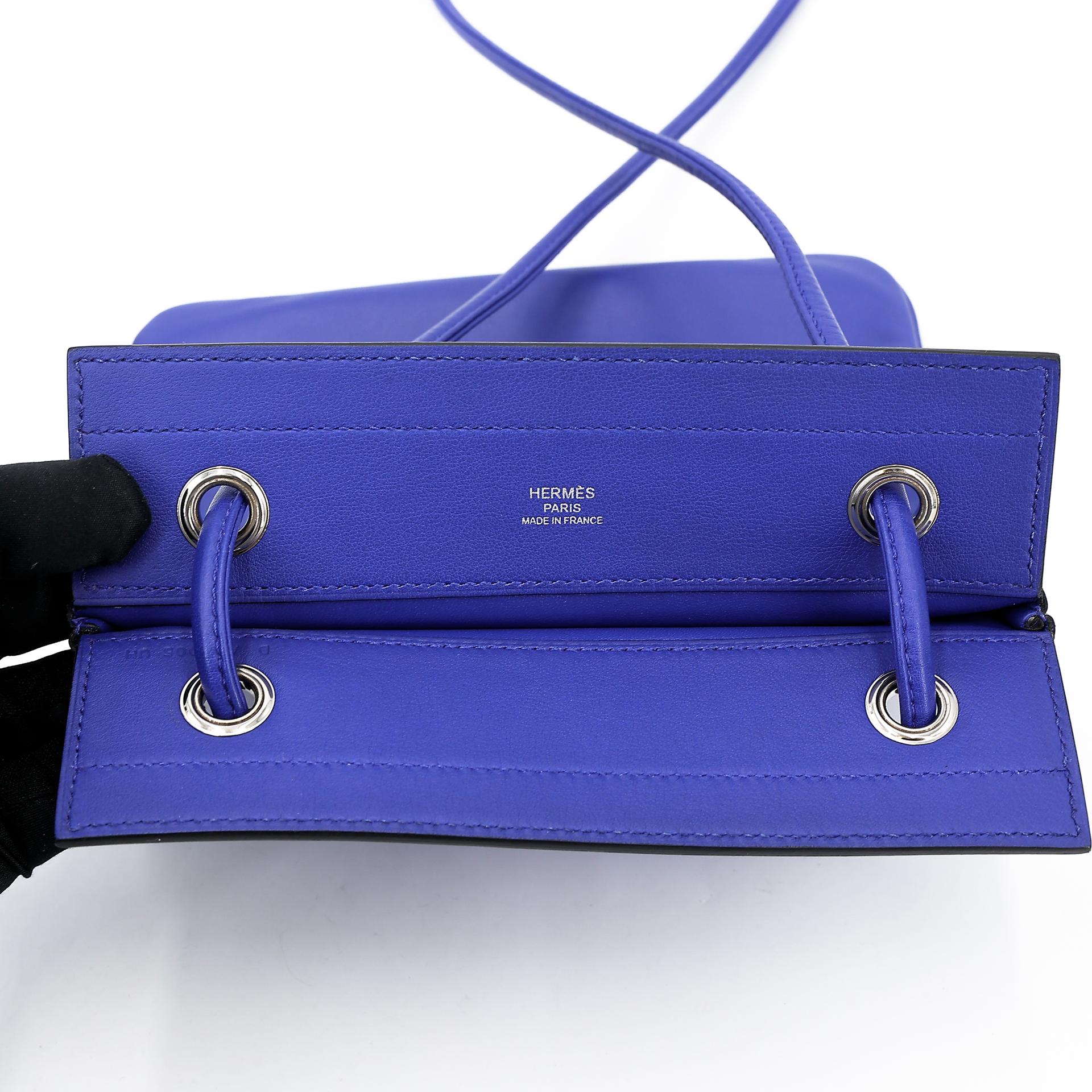 Very Good ( Rank A) HERMÈS Aline Mini bag Bleu Electrique (7T) Swift Palladium hardware D (2019) - 23