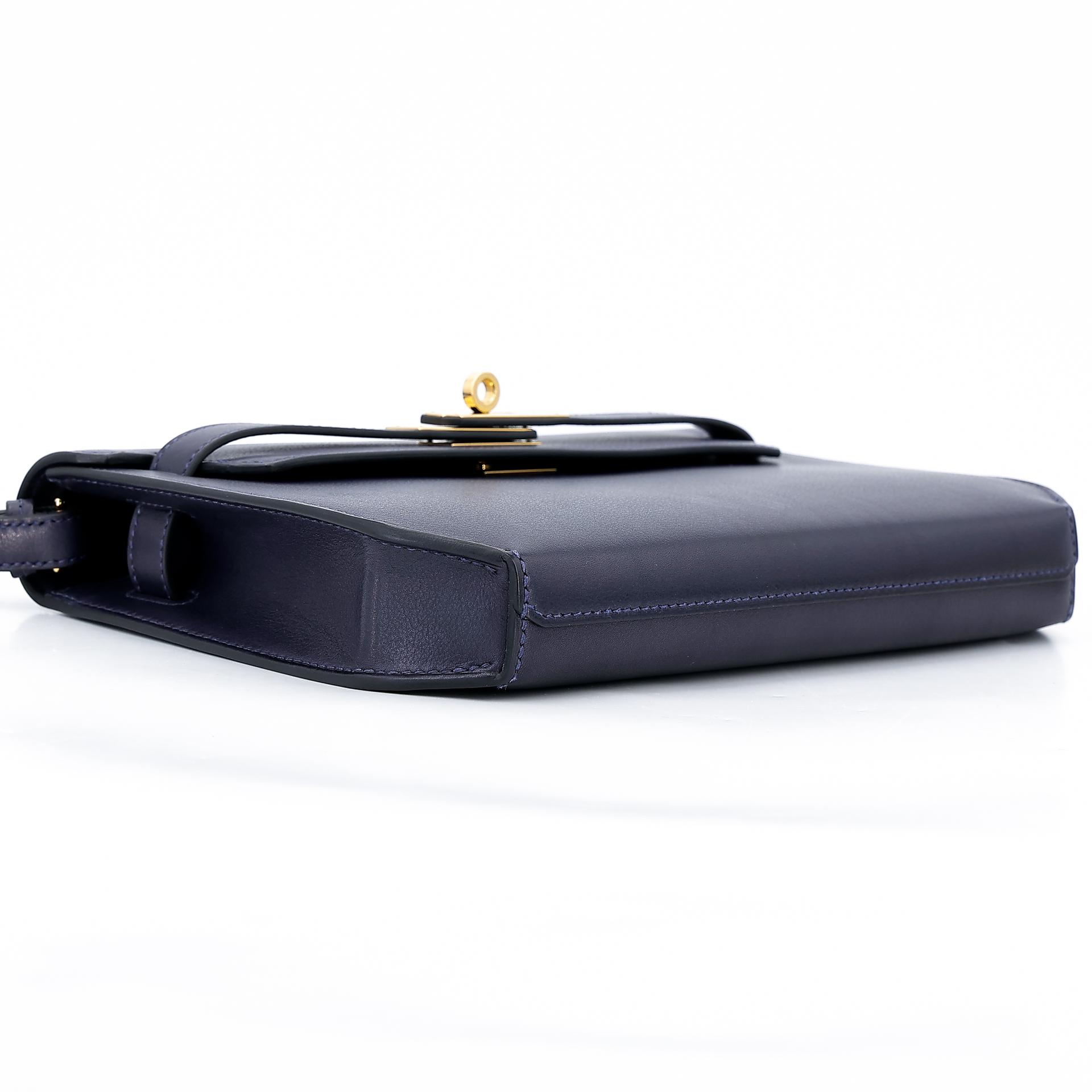 Very Good ( Rank A) HERMÈS Kelly depeches 25 Bleu Nuit (2Z) Evergrain Gold hardware Z (2021) - 6