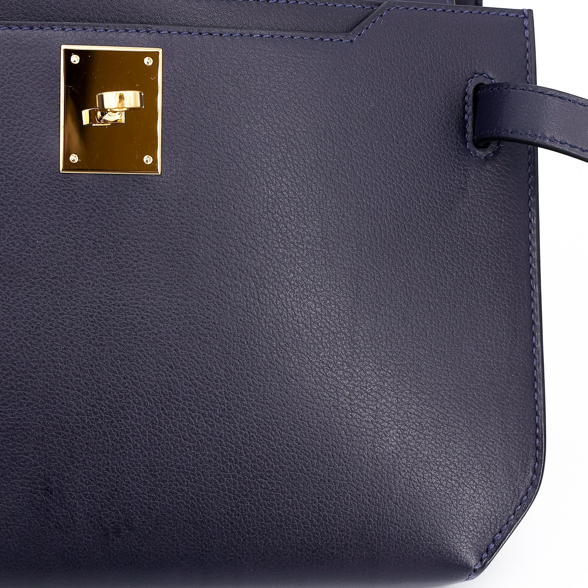 Very Good ( Rank A) HERMÈS Kelly depeches 25 Bleu Nuit (2Z) Evergrain Gold hardware Z (2021) - 21