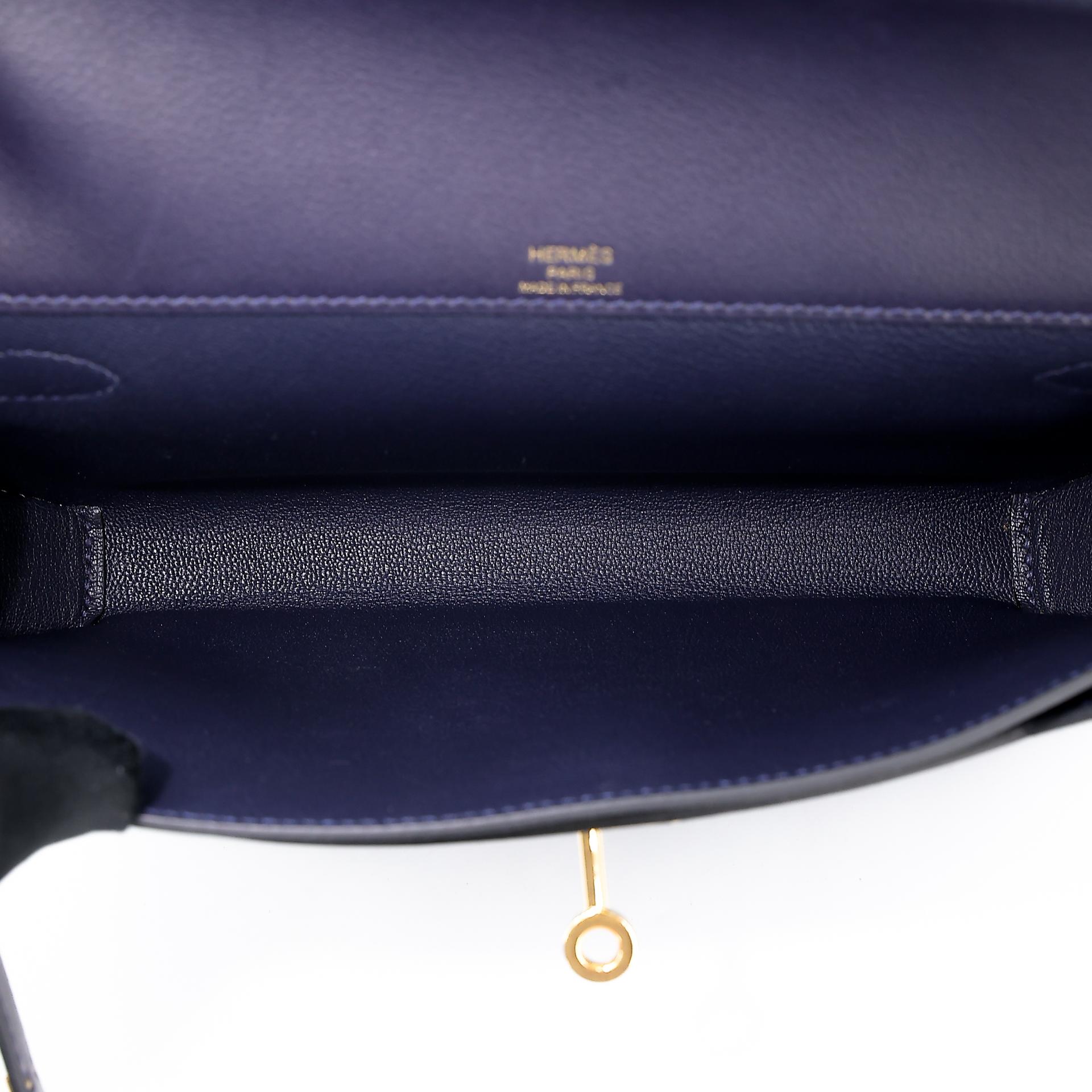 Very Good ( Rank A) HERMÈS Kelly depeches 25 Bleu Nuit (2Z) Evergrain Gold hardware Z (2021) - 27