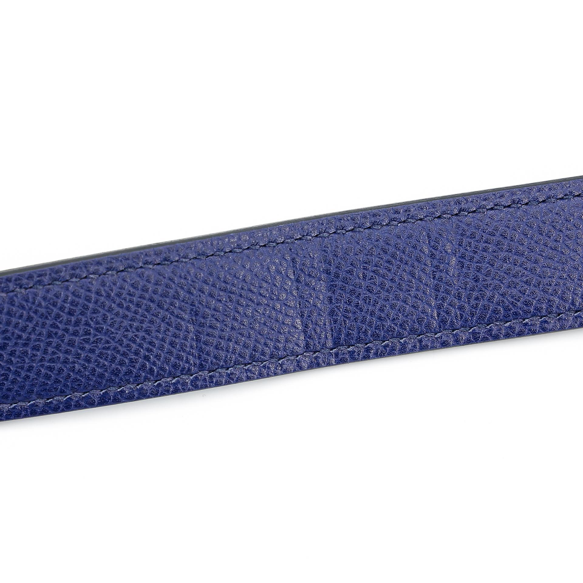 Very Good ( Rank A) HERMÈS Strap Tressage 70cm Bleu Indigo (76) Terre Battue (R1) Epsom Palladium hardware C (2018) - 3