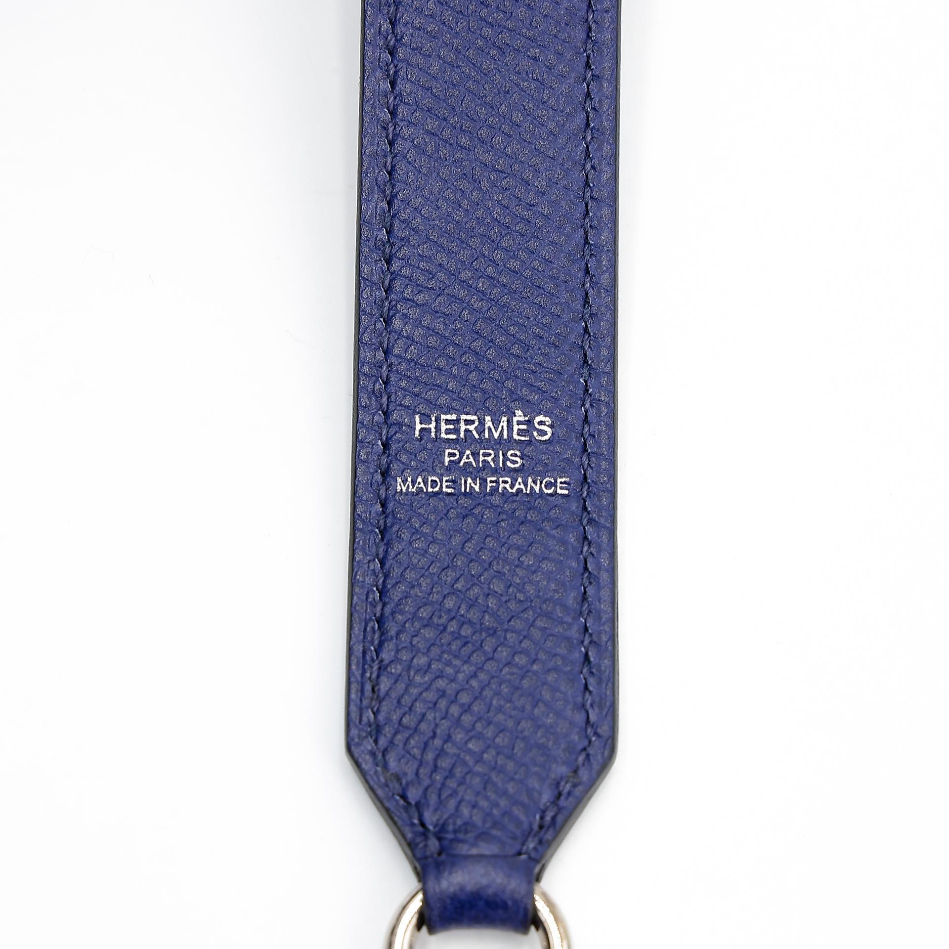 Very Good ( Rank A) HERMÈS Strap Tressage 70cm Bleu Indigo (76) Terre Battue (R1) Epsom Palladium hardware C (2018) - 4