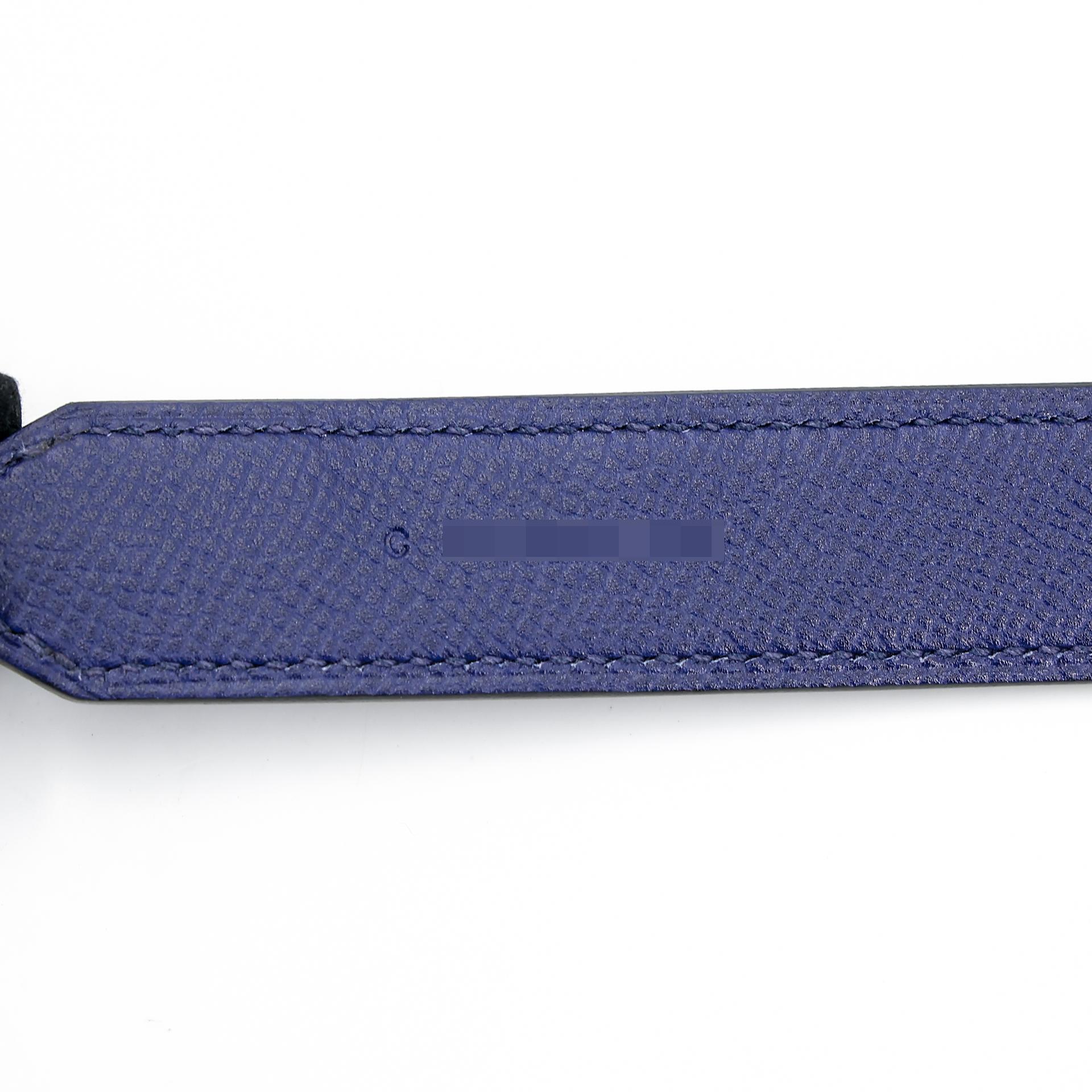 Very Good ( Rank A) HERMÈS Strap Tressage 70cm Bleu Indigo (76) Terre Battue (R1) Epsom Palladium hardware C (2018) - 5