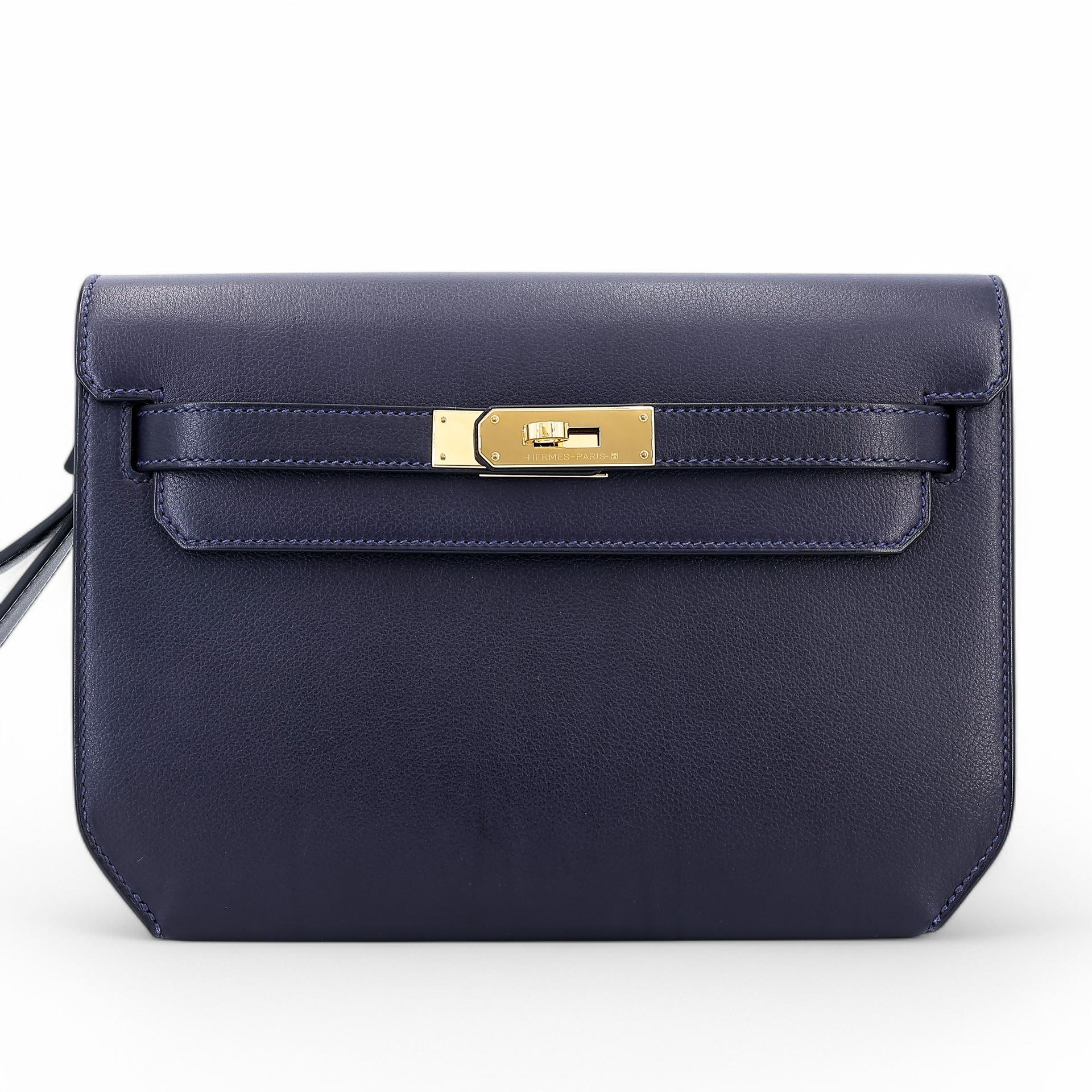 Very Good ( Rank A) HERMÈS Kelly depeches 25 Bleu Nuit (2Z) Evergrain Gold hardware Z (2021) - 1