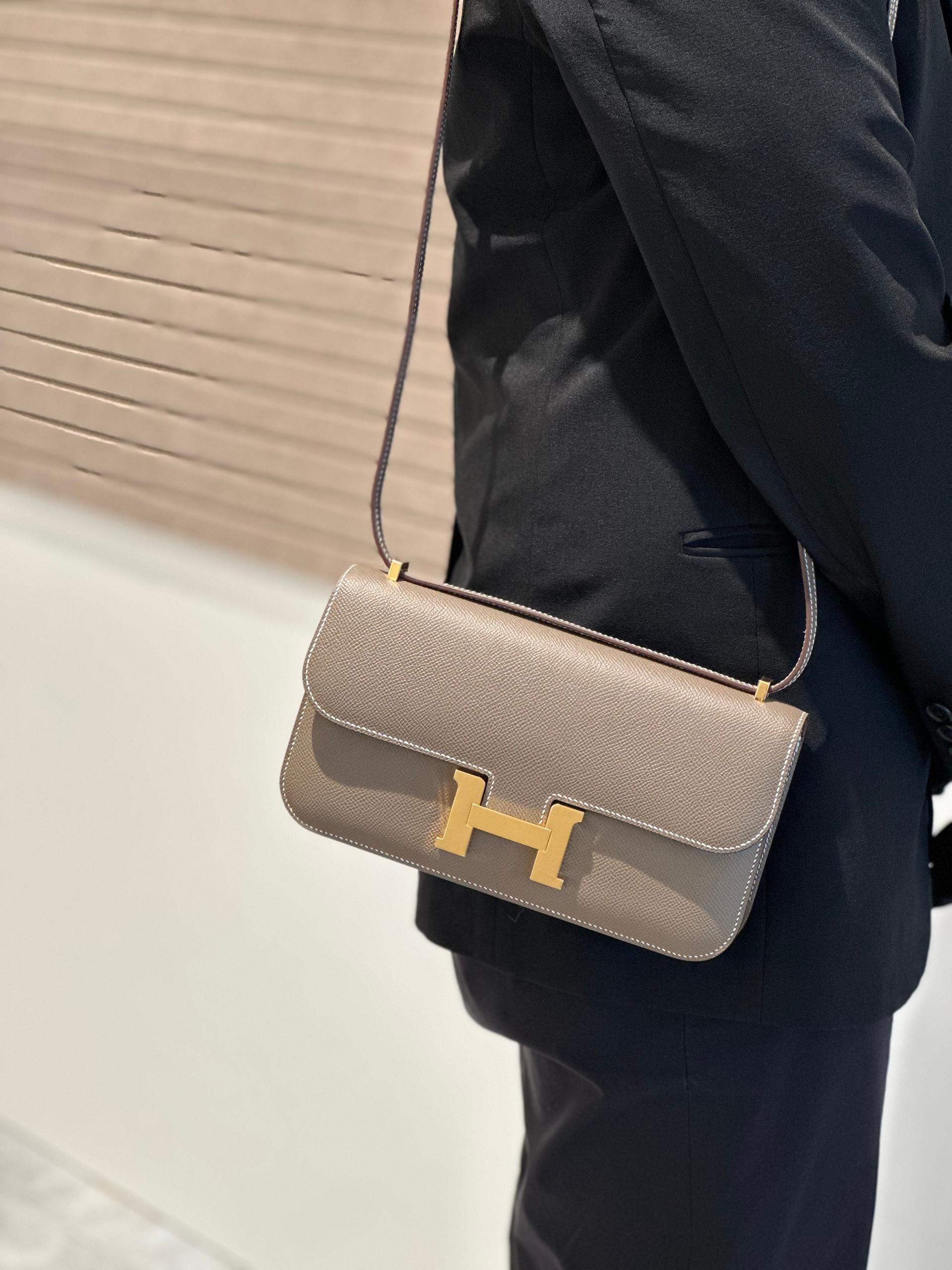 Brand New ( Rank N ) HERMÈS Constance Elan Etoupe (18) Epsom Gold hardware W (2024) - 19