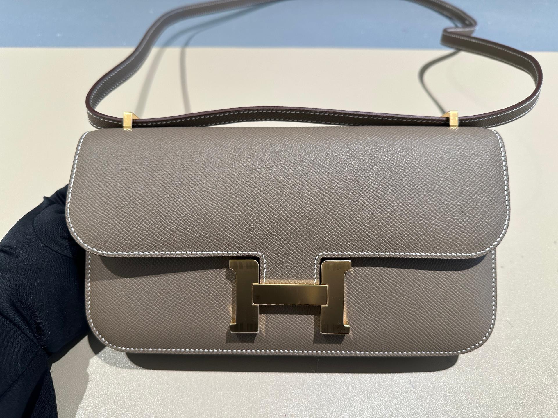 Brand New ( Rank N ) HERMÈS Constance Elan Etoupe (18) Epsom Gold hardware W (2024) - 20