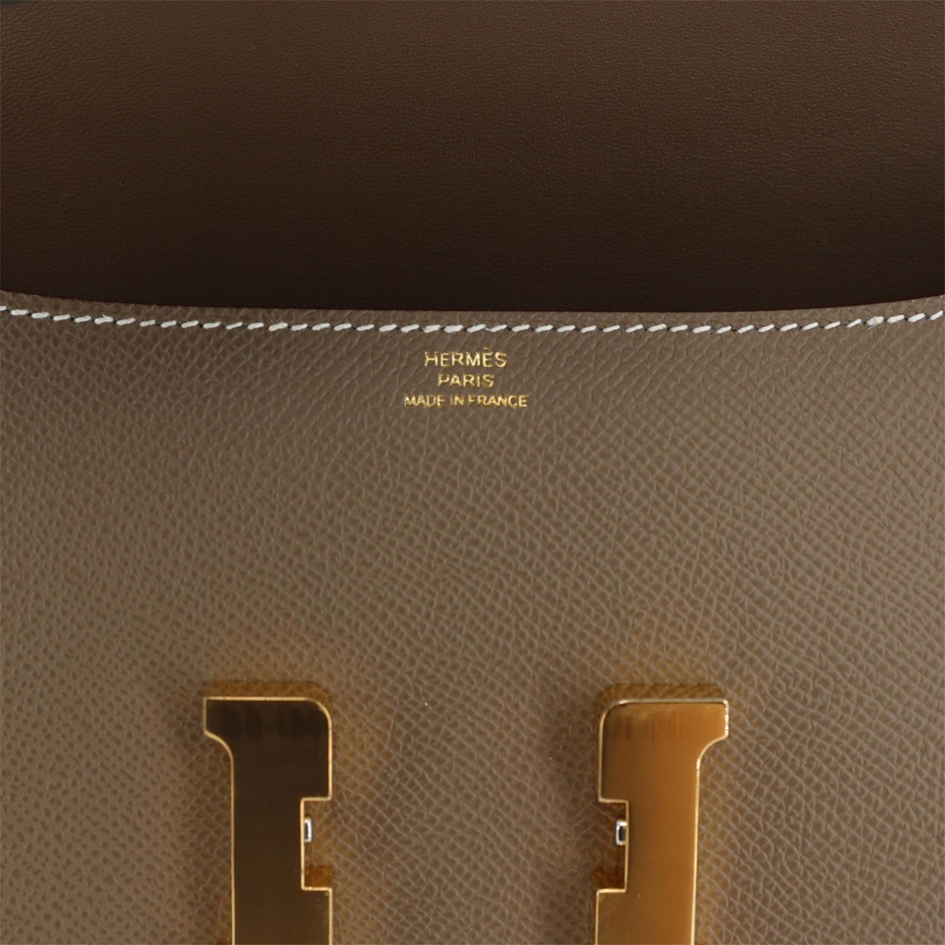 Brand New ( Rank N ) HERMÈS Constance Elan Etoupe (18) Epsom Gold hardware W (2024) - 12