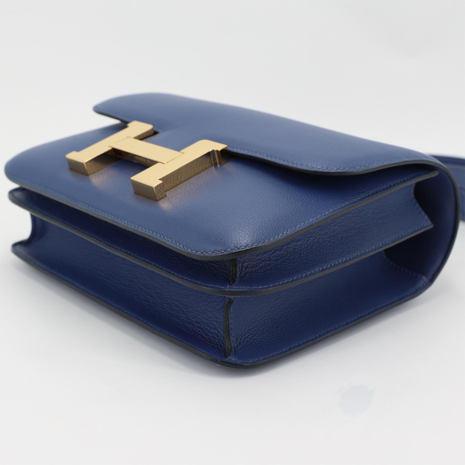 Very Good ( Rank A) HERMÈS Constance 24 Bleu Brighton (7E) Evercolor Gold hardware C (2018) - 5