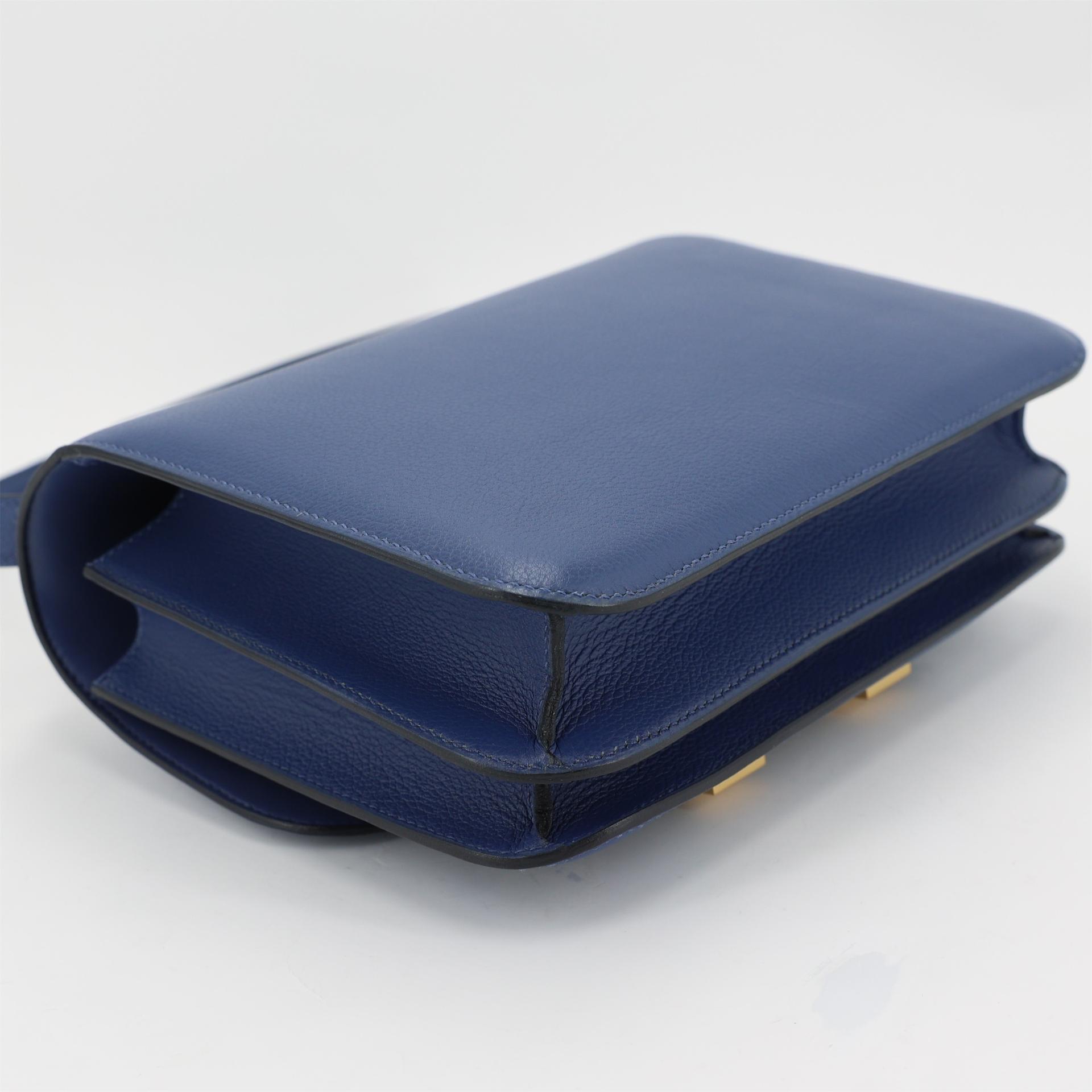 Very Good ( Rank A) HERMÈS Constance 24 Bleu Brighton (7E) Evercolor Gold hardware C (2018) - 6