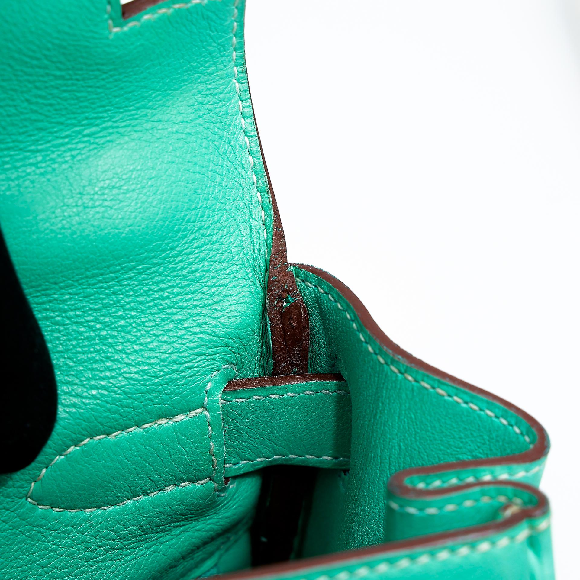 A美品 HERMÈS 愛馬仕 Kelly 28 7V 湖水綠 Lagon 帆布 Swift牛皮 銀扣 □L刻 2008年 - 25