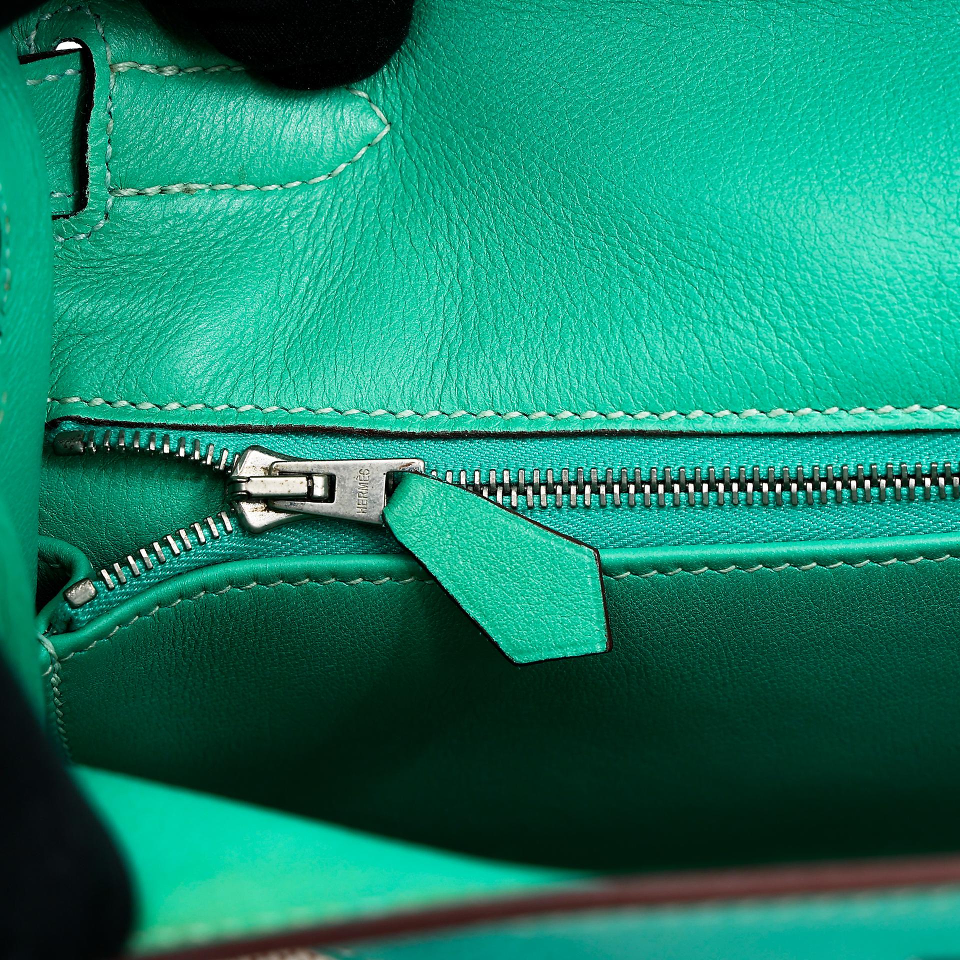 A美品 HERMÈS 愛馬仕 Kelly 28 7V 湖水綠 Lagon 帆布 Swift牛皮 銀扣 □L刻 2008年 - 27