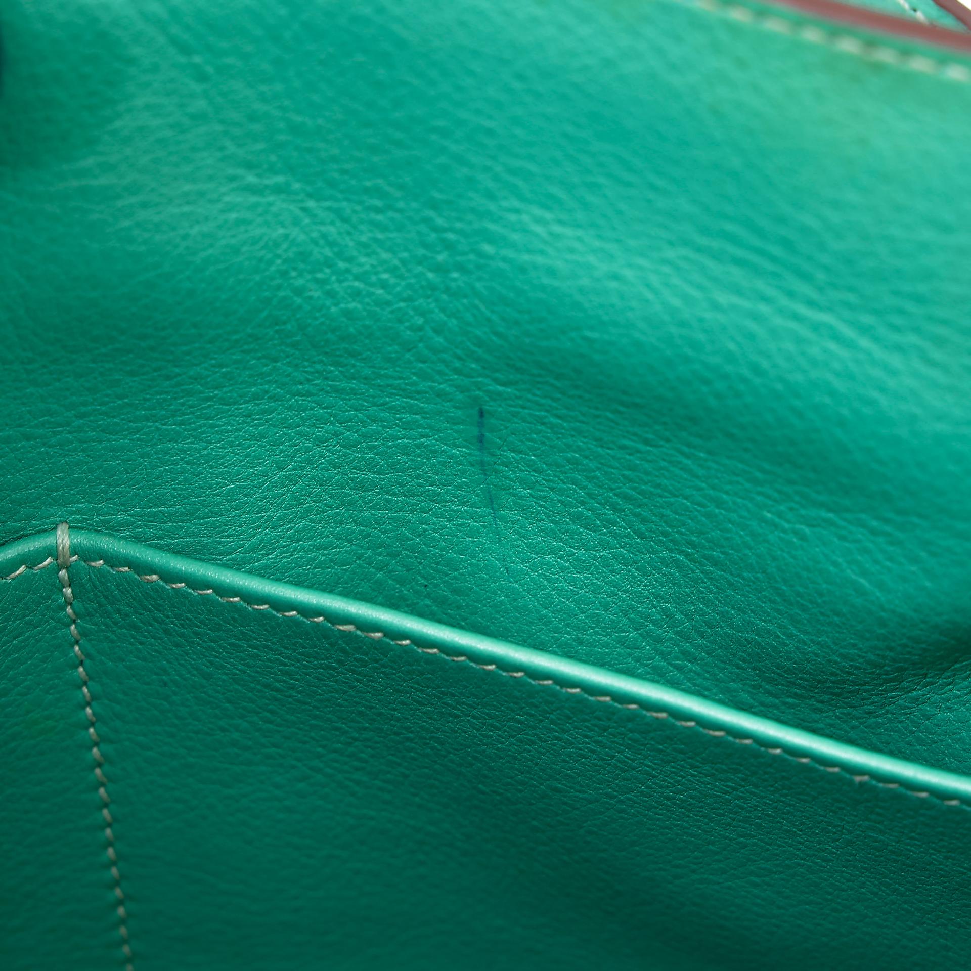 A美品 HERMÈS 愛馬仕 Kelly 28 7V 湖水綠 Lagon 帆布 Swift牛皮 銀扣 □L刻 2008年 - 34