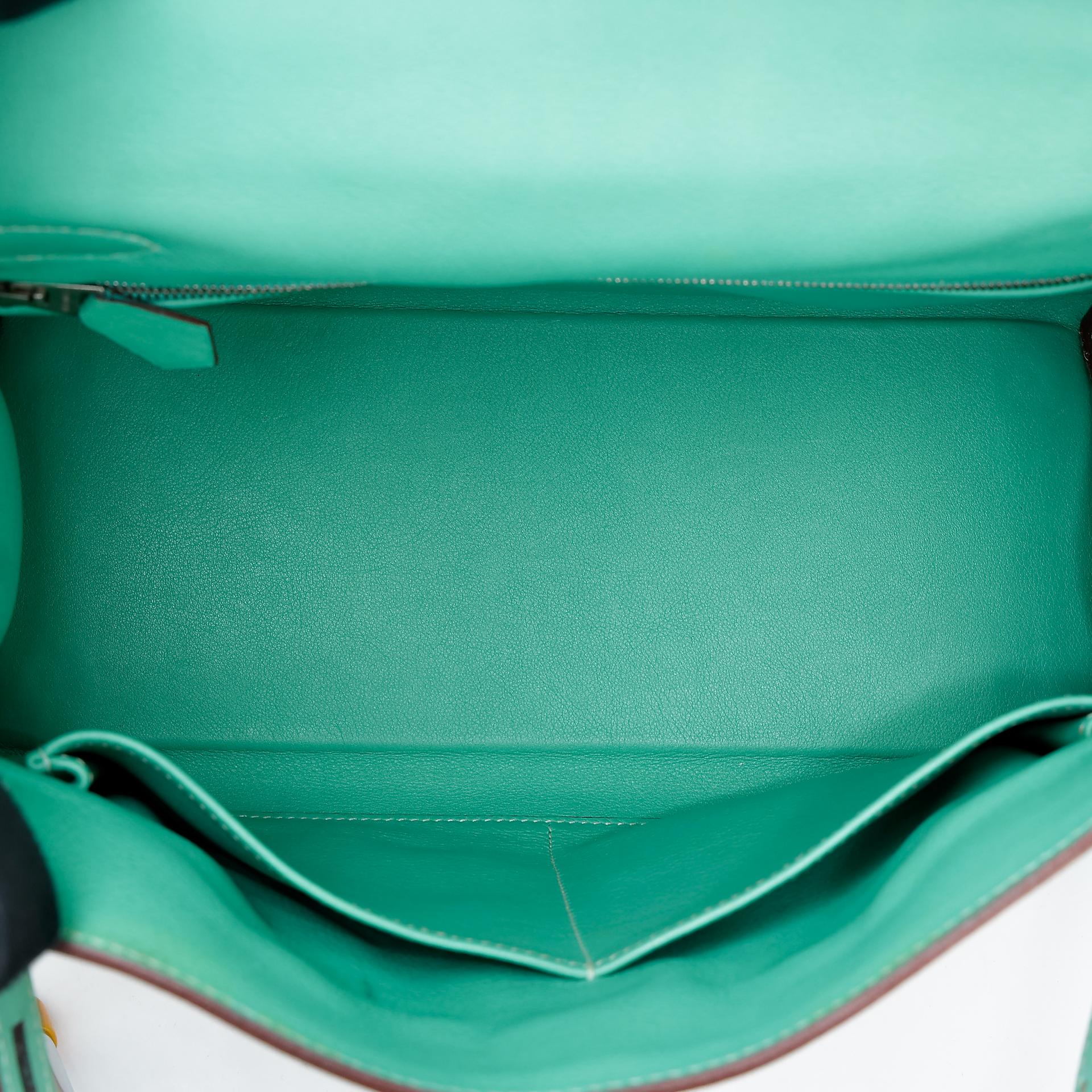 A美品 HERMÈS 愛馬仕 Kelly 28 7V 湖水綠 Lagon 帆布 Swift牛皮 銀扣 □L刻 2008年 - 37