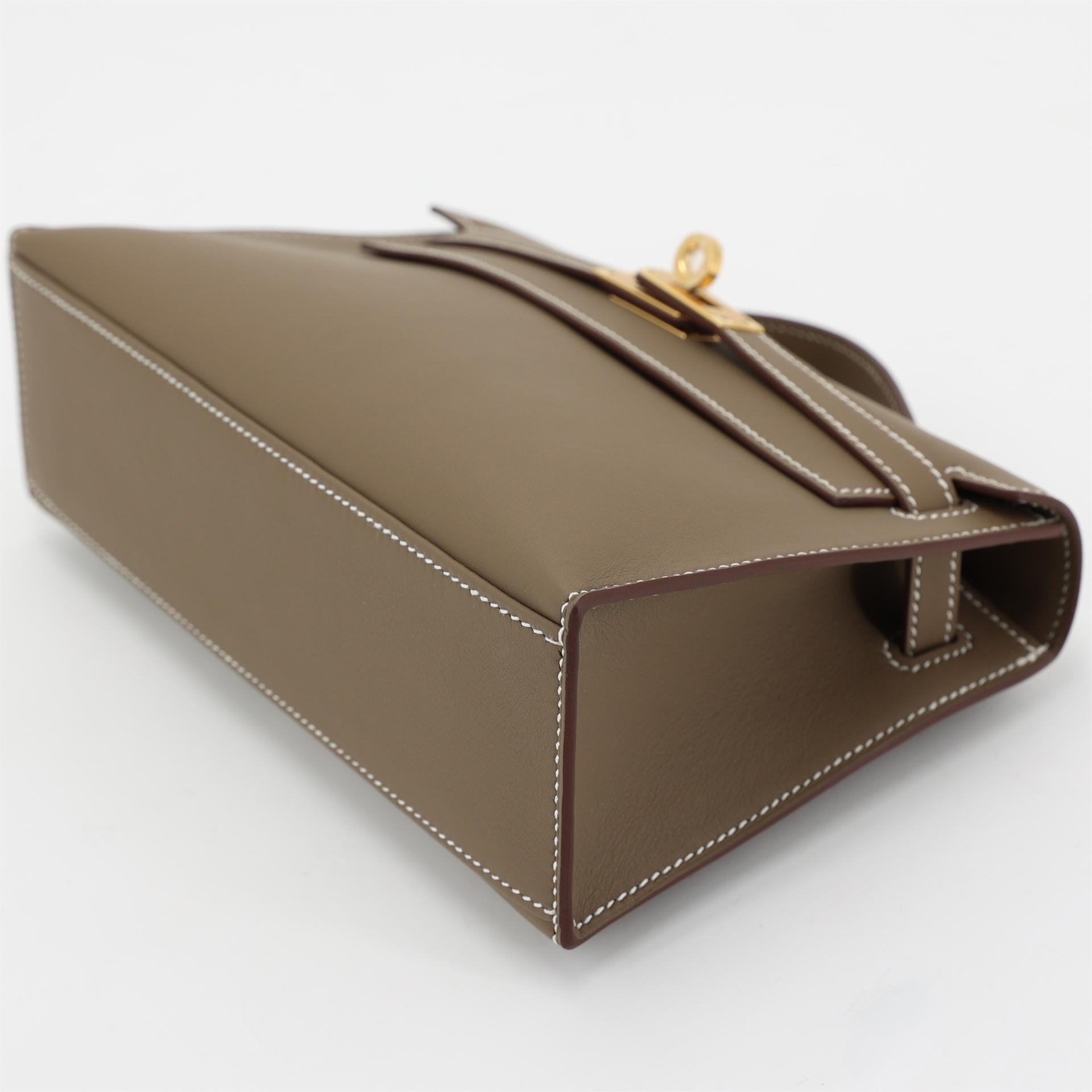 ランク N 新品 HERMÈS エルメス ポシェットケリー エトゥープ (18) スイフト ゴールド金具 K刻印 - 5