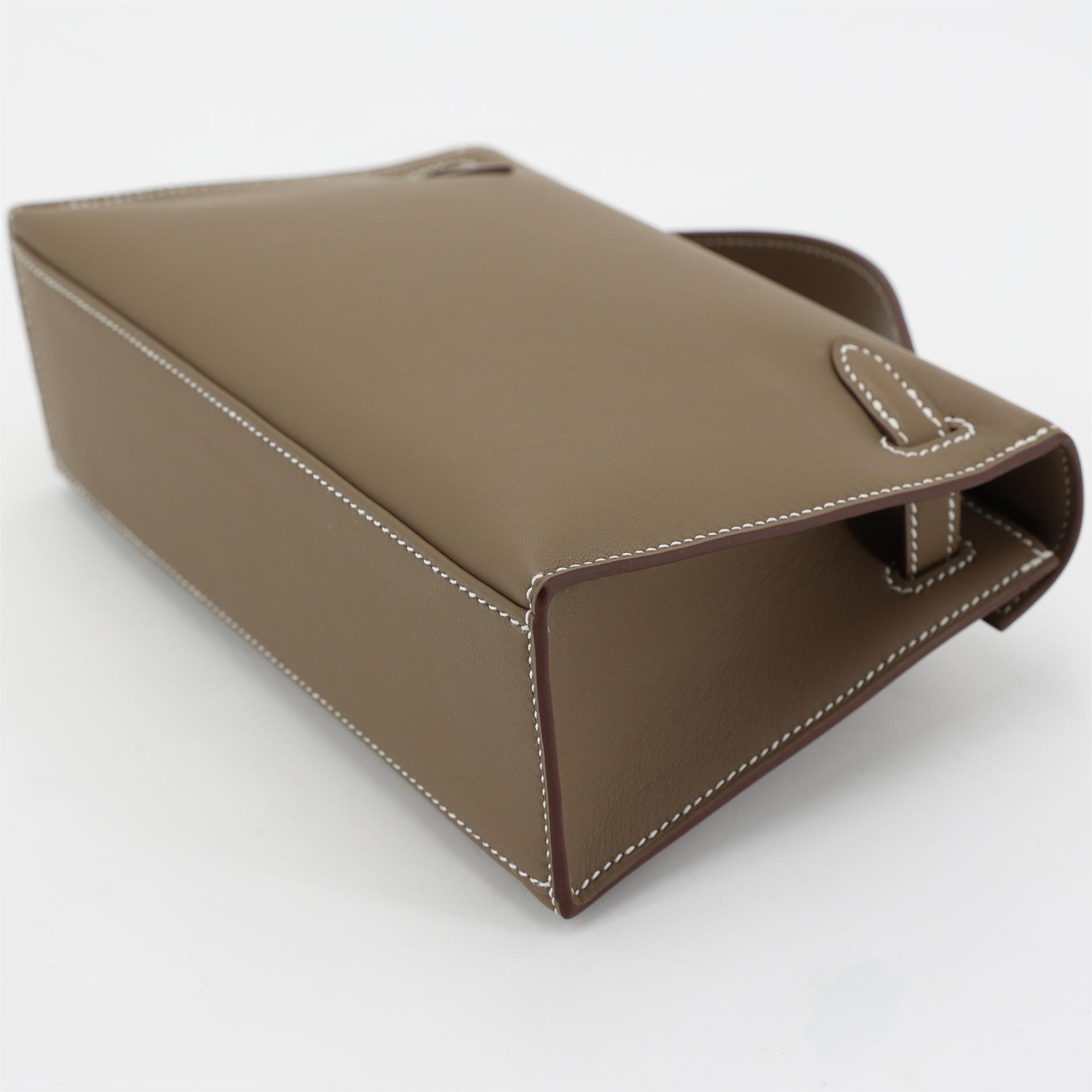 ランク N 新品 HERMÈS エルメス ポシェットケリー エトゥープ (18) スイフト ゴールド金具 K刻印 - 7