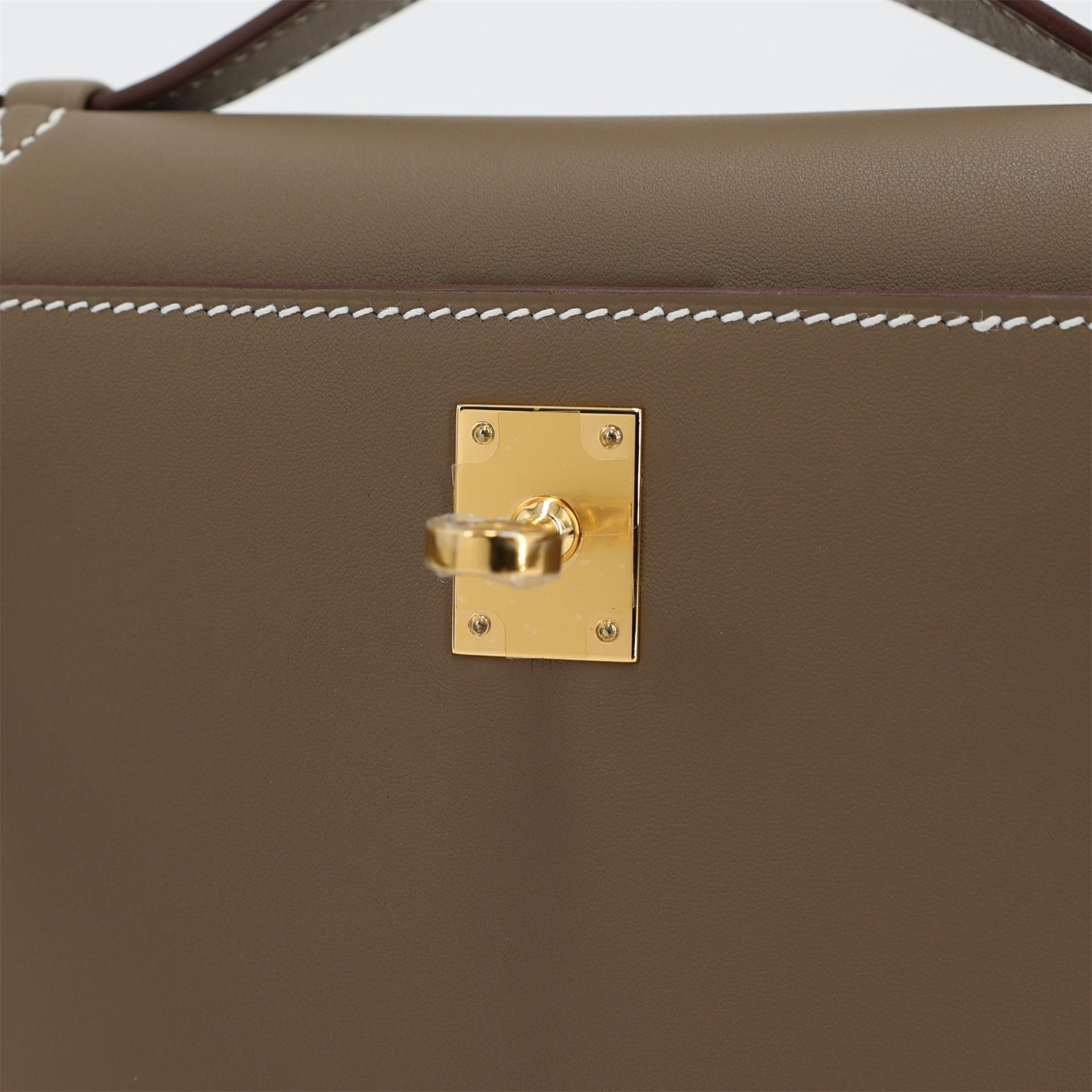 ランク N 新品 HERMÈS エルメス ポシェットケリー エトゥープ (18) スイフト ゴールド金具 K刻印 - 9