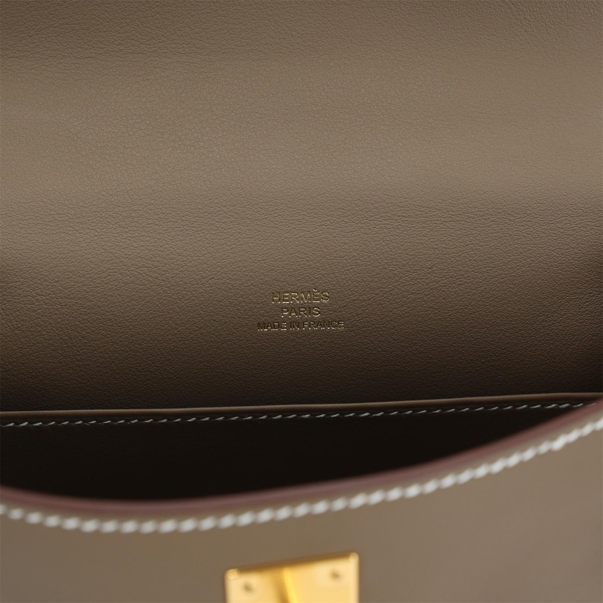 ランク N 新品 HERMÈS エルメス ポシェットケリー エトゥープ (18) スイフト ゴールド金具 K刻印 - 10