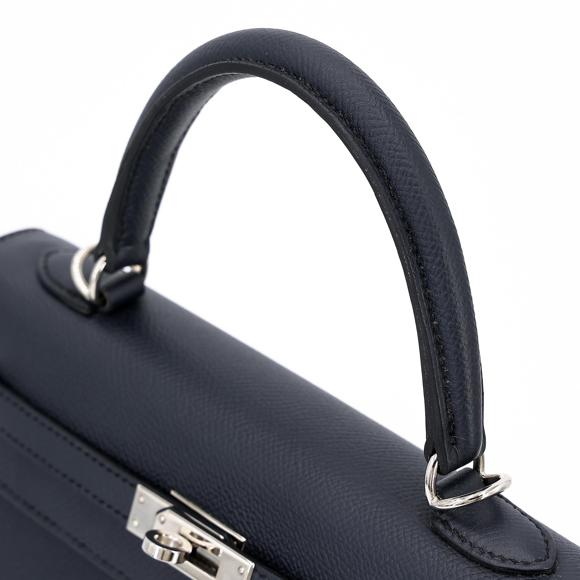 Very Good ( Rank A) HERMÈS Kelly 25 Sellier Bleu Indigo (76) Epsom Palladium hardware C (2018) - 3