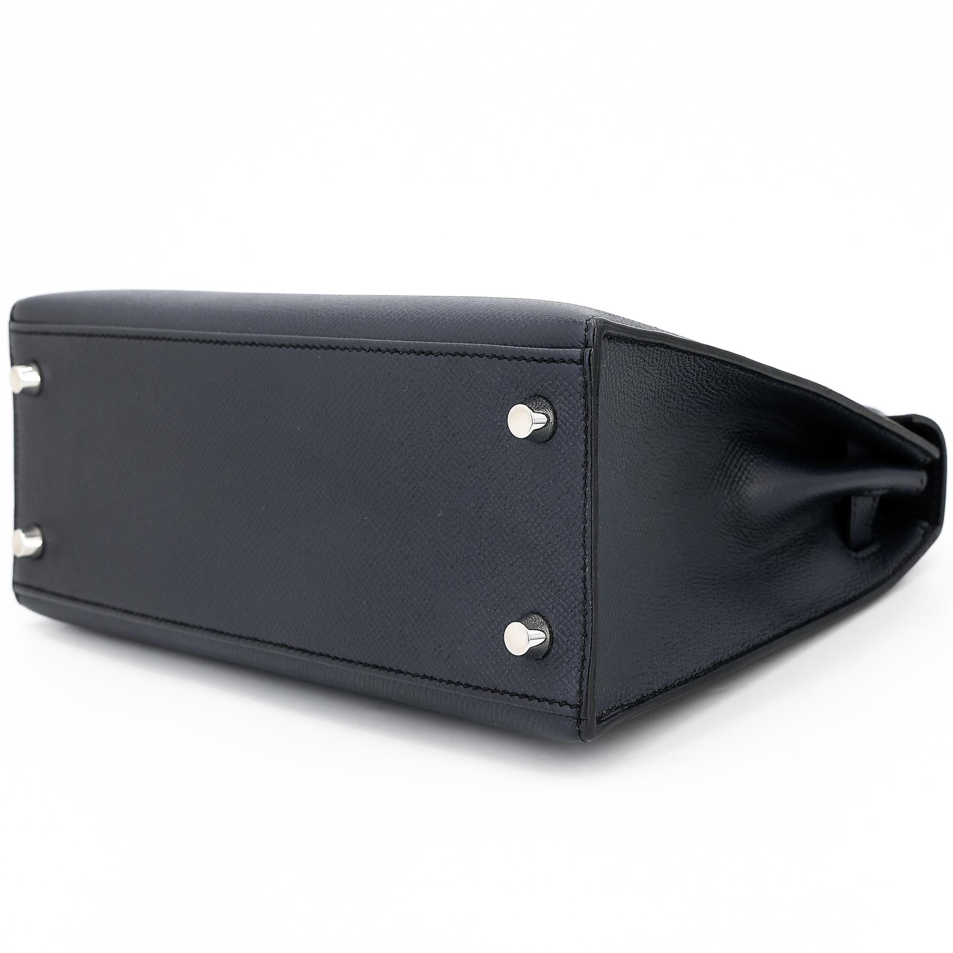 Very Good ( Rank A) HERMÈS Kelly 25 Sellier Bleu Indigo (76) Epsom Palladium hardware C (2018) - 4