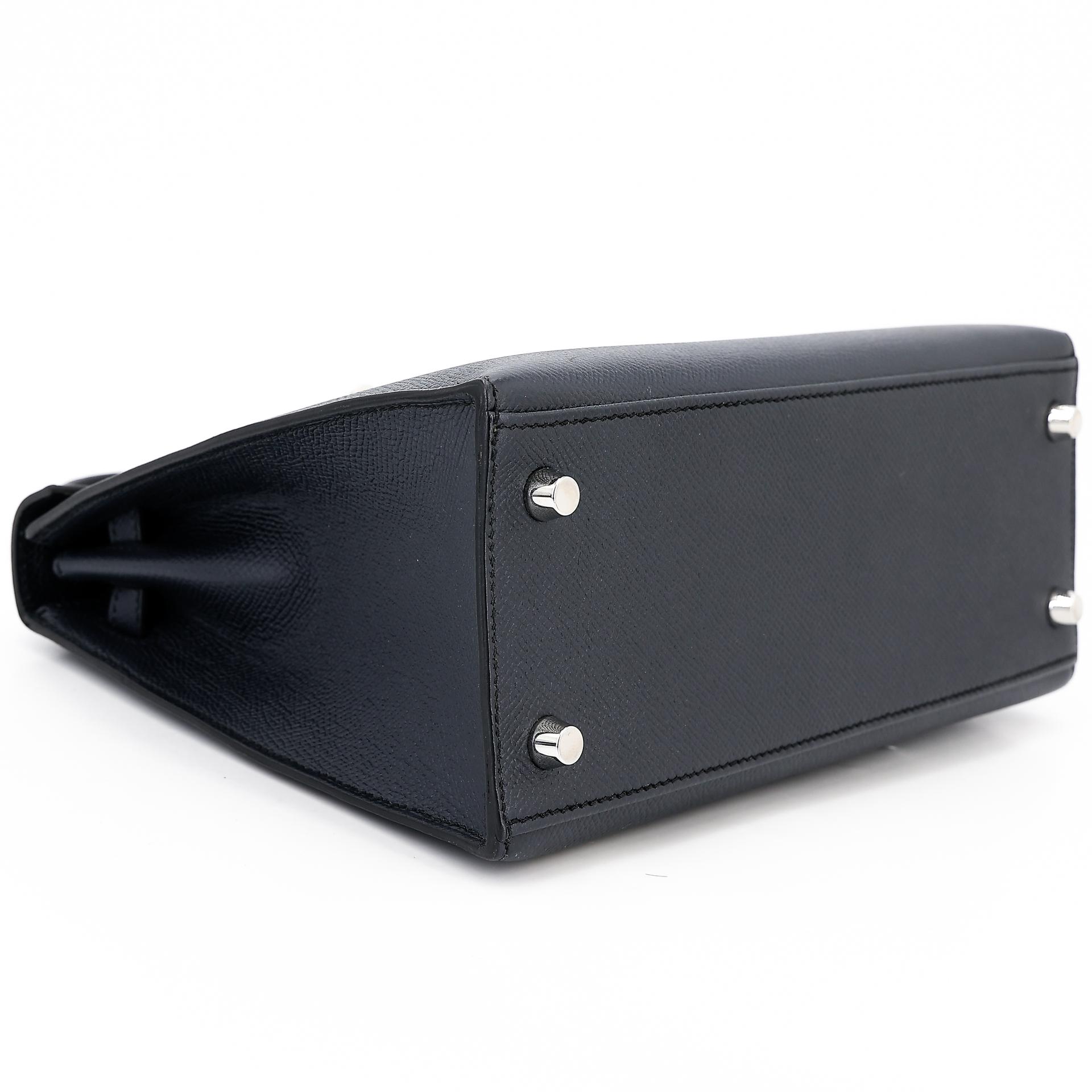 Very Good ( Rank A) HERMÈS Kelly 25 Sellier Bleu Indigo (76) Epsom Palladium hardware C (2018) - 5