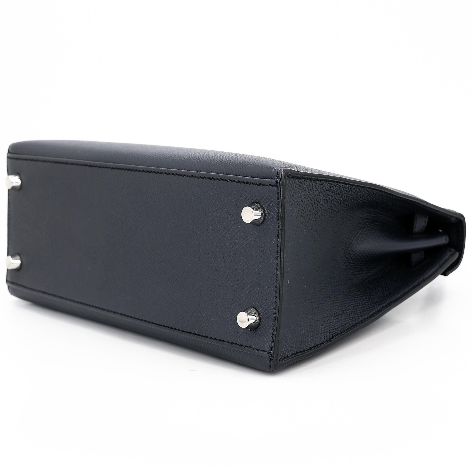 Very Good ( Rank A) HERMÈS Kelly 25 Sellier Bleu Indigo (76) Epsom Palladium hardware C (2018) - 6