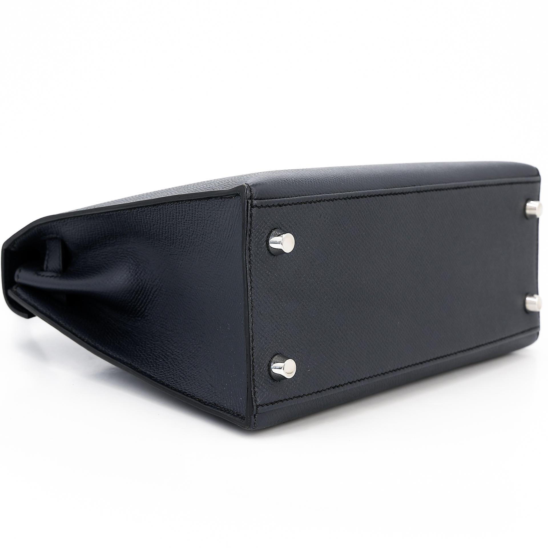 Very Good ( Rank A) HERMÈS Kelly 25 Sellier Bleu Indigo (76) Epsom Palladium hardware C (2018) - 7