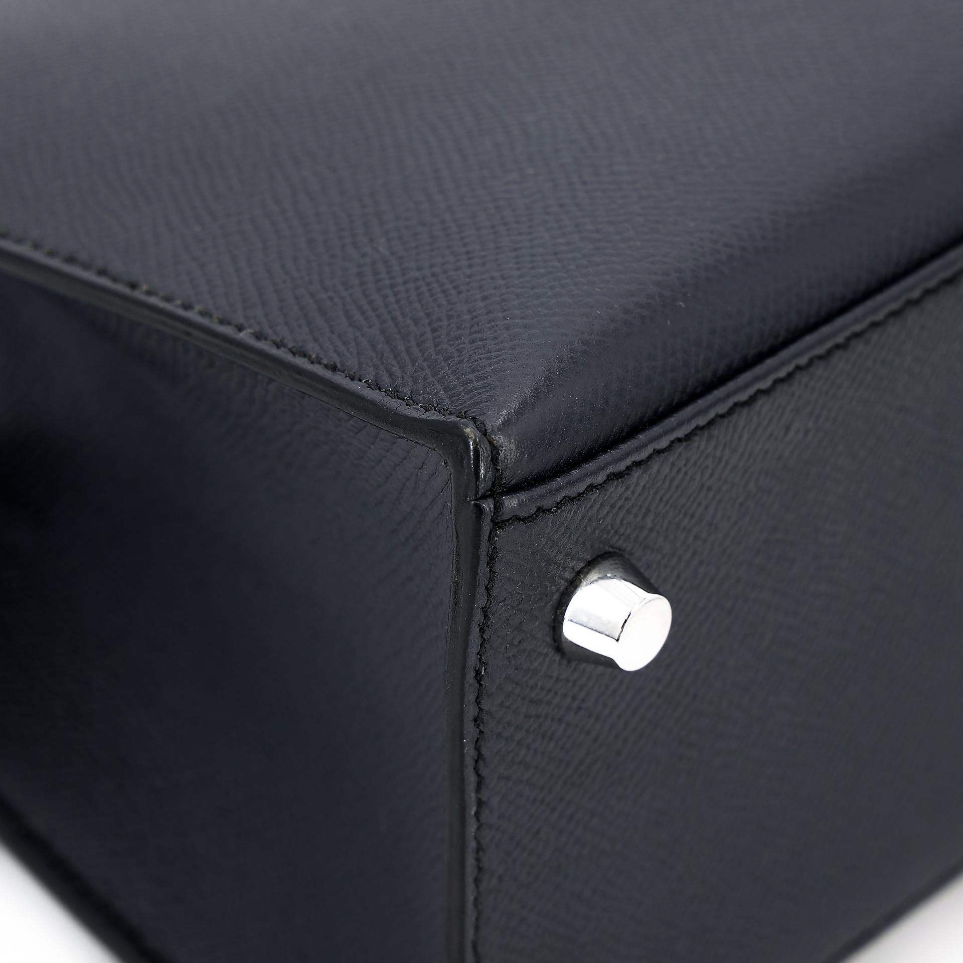 Very Good ( Rank A) HERMÈS Kelly 25 Sellier Bleu Indigo (76) Epsom Palladium hardware C (2018) - 11