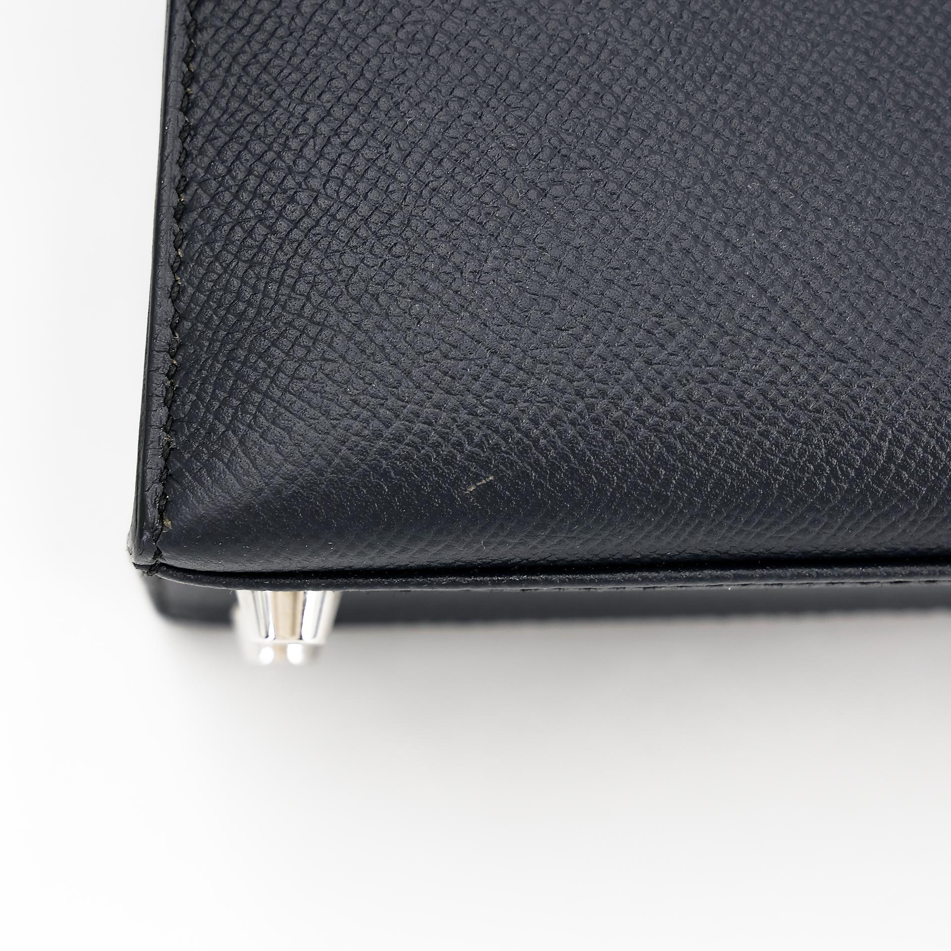 Very Good ( Rank A) HERMÈS Kelly 25 Sellier Bleu Indigo (76) Epsom Palladium hardware C (2018) - 12