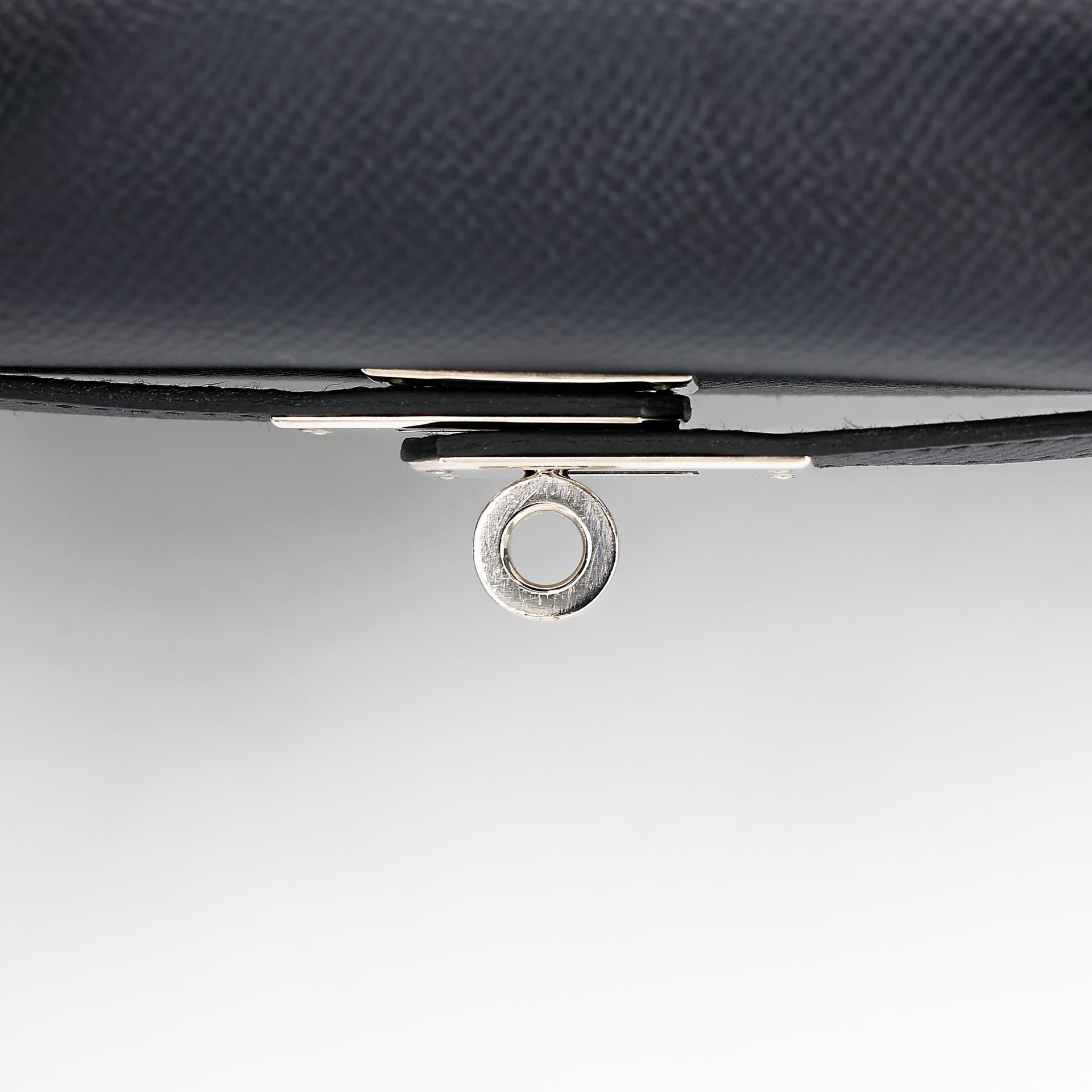Very Good ( Rank A) HERMÈS Kelly 25 Sellier Bleu Indigo (76) Epsom Palladium hardware C (2018) - 14