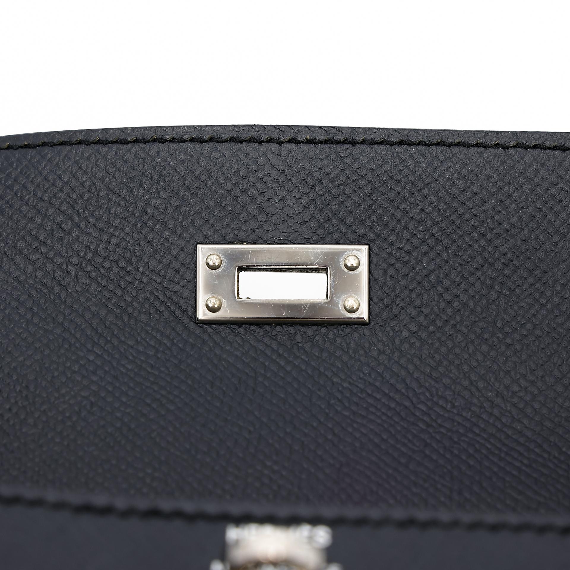 Very Good ( Rank A) HERMÈS Kelly 25 Sellier Bleu Indigo (76) Epsom Palladium hardware C (2018) - 16