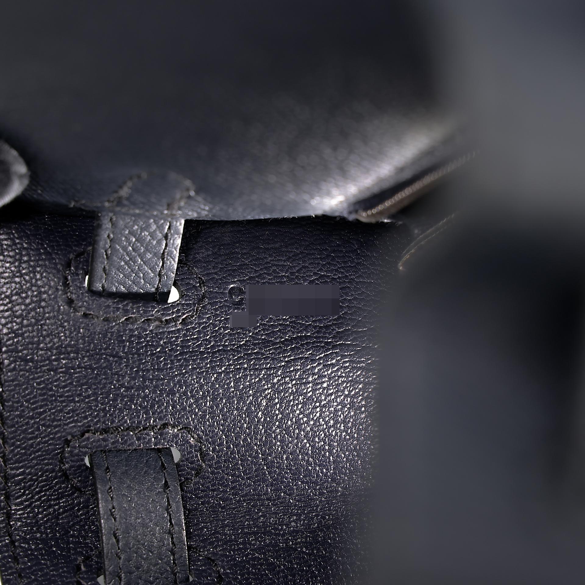 Very Good ( Rank A) HERMÈS Kelly 25 Sellier Bleu Indigo (76) Epsom Palladium hardware C (2018) - 20